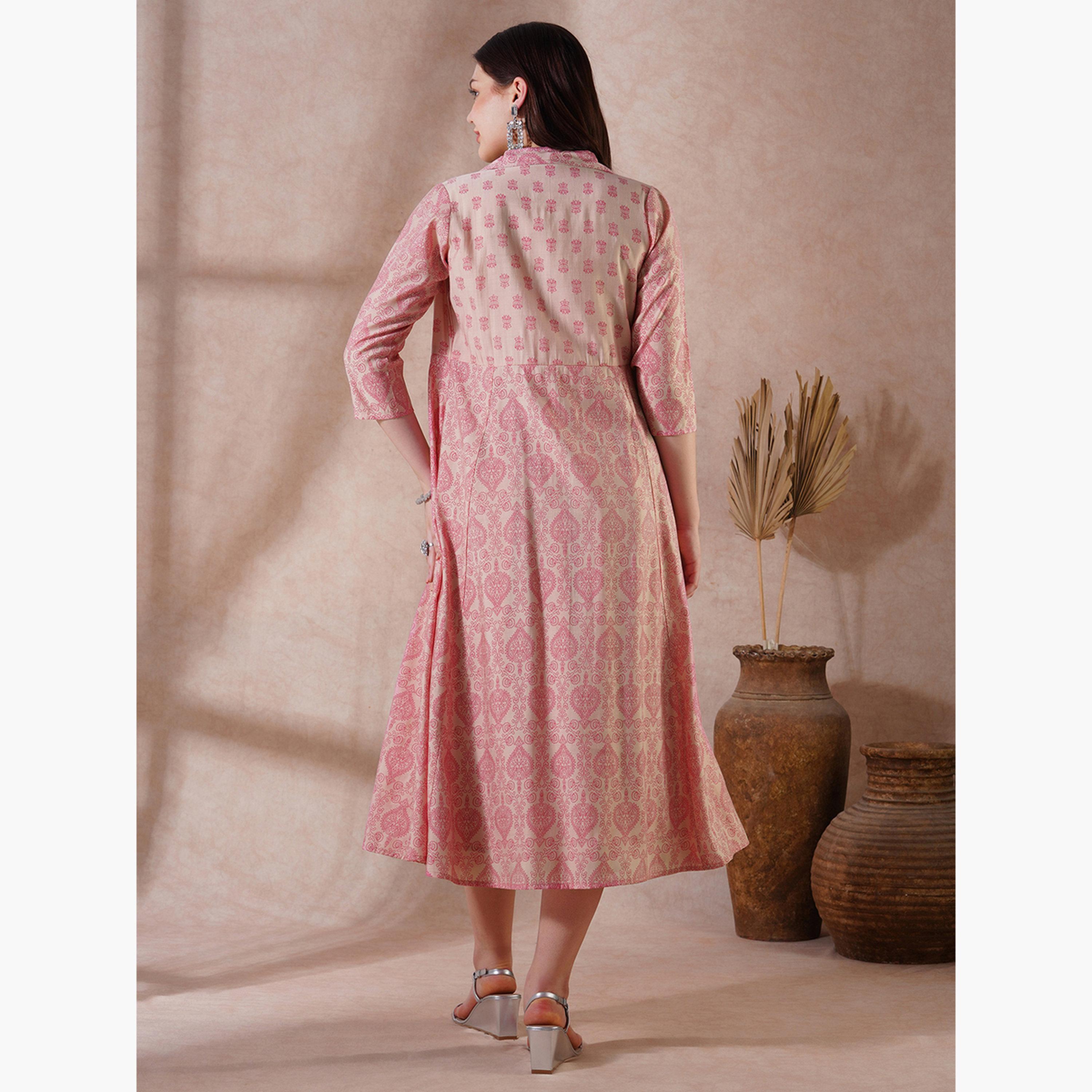 فستان ميدي بحمالات مع كارديجان قصير-women-clothing-ethnicwear-dresses-image-3