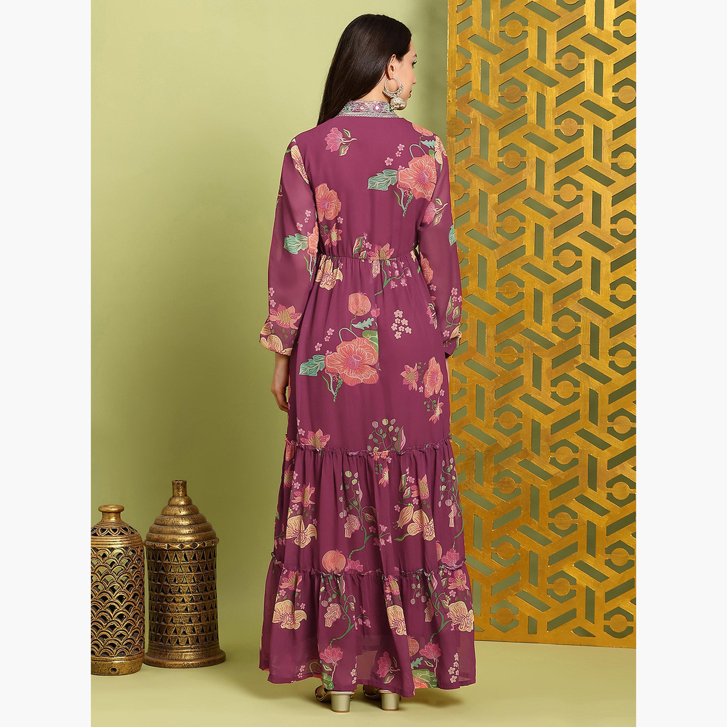 فستان ماكسي بأكمام بيشوب ومطرز-women-clothing-ethnicwear-dresses-image-3