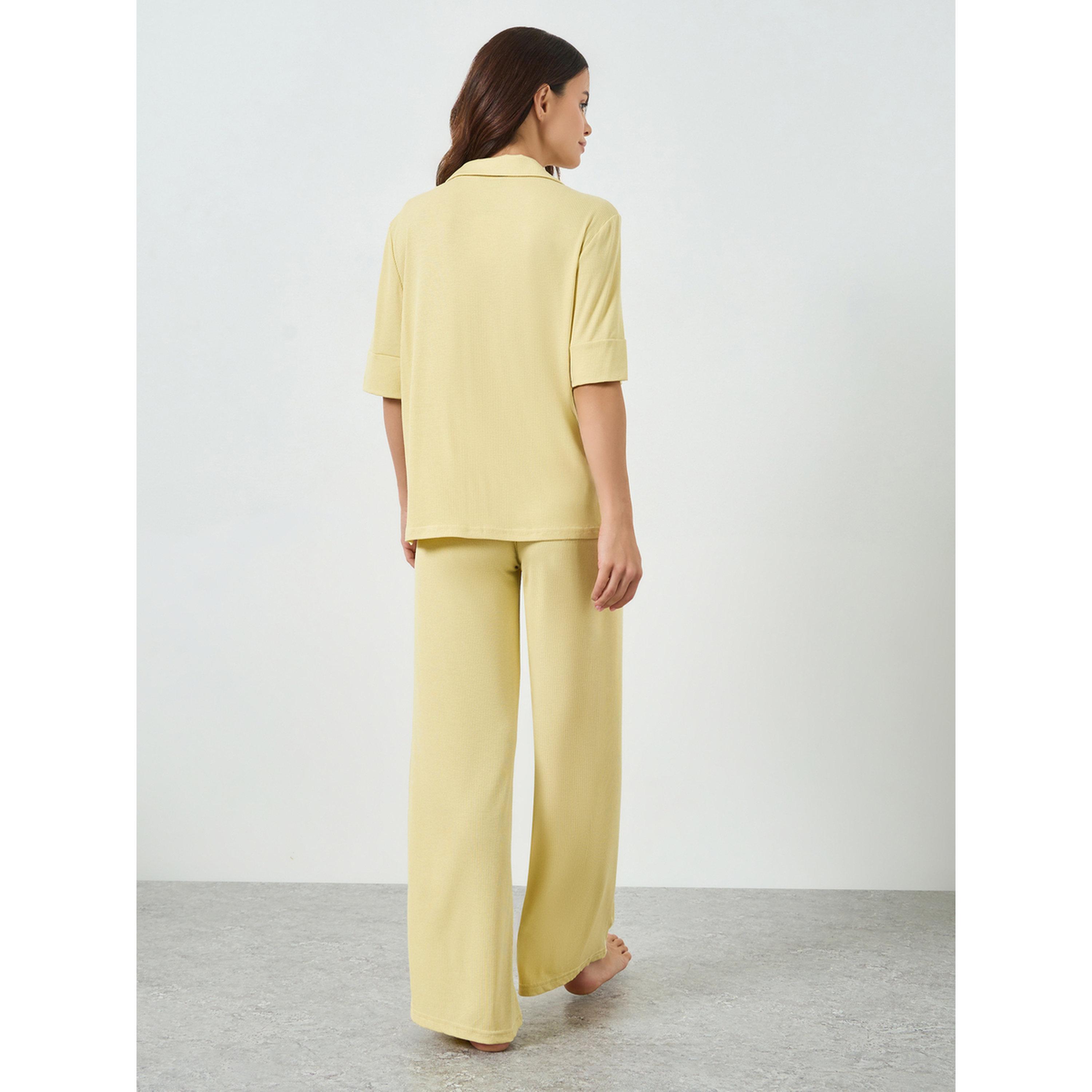 طقم بيجاما من بنطال وبلوزة محبوكة بأكمام قصيرة-women-clothing-nightwear-pyjamas-longsets-image-3