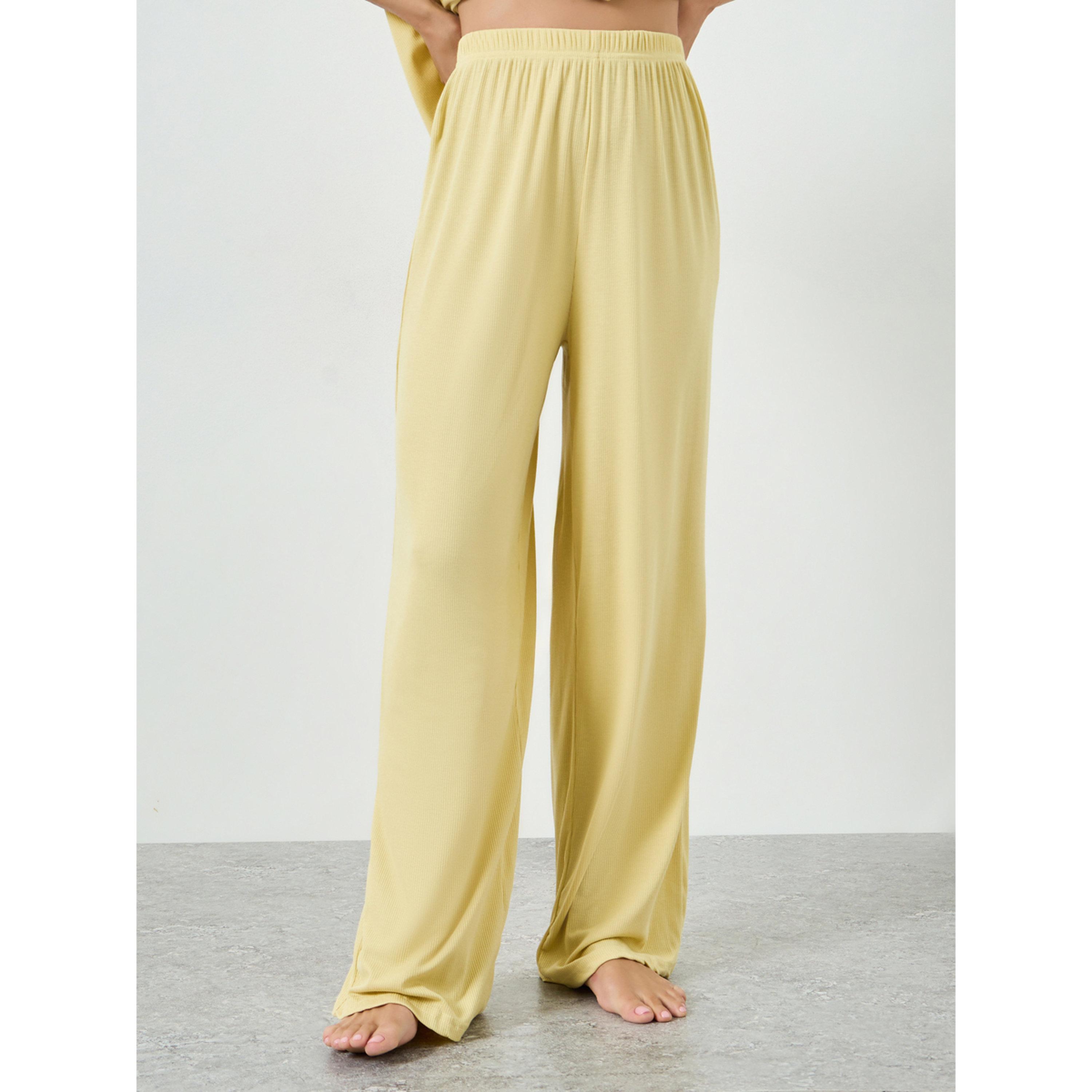 طقم بيجاما من بنطال وبلوزة محبوكة بأكمام قصيرة-women-clothing-nightwear-pyjamas-longsets-image-4