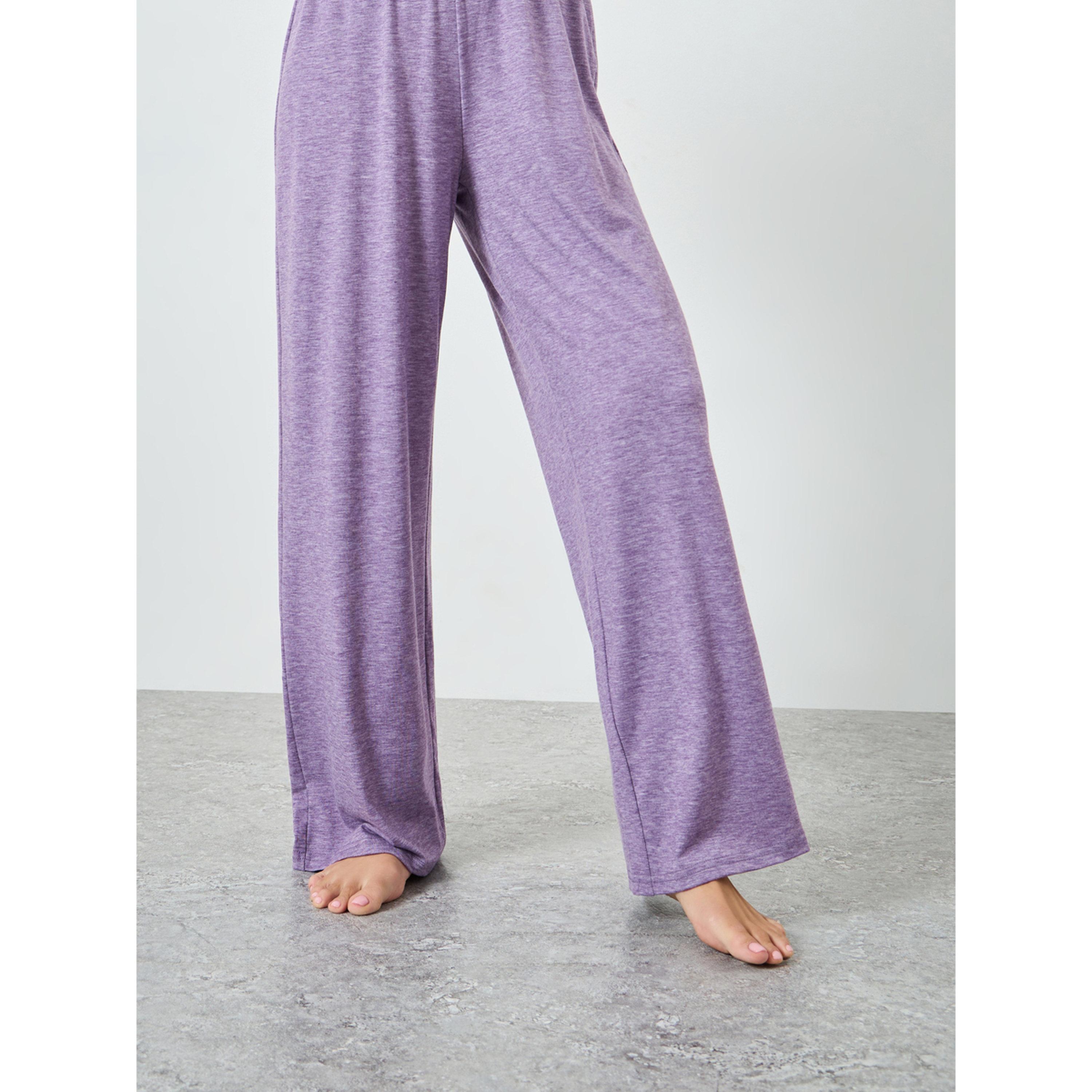 طقم بيجاما من بنطال وبلوزة محبوكة بأكمام قصيرة-women-clothing-nightwear-pyjamas-longsets-image-5