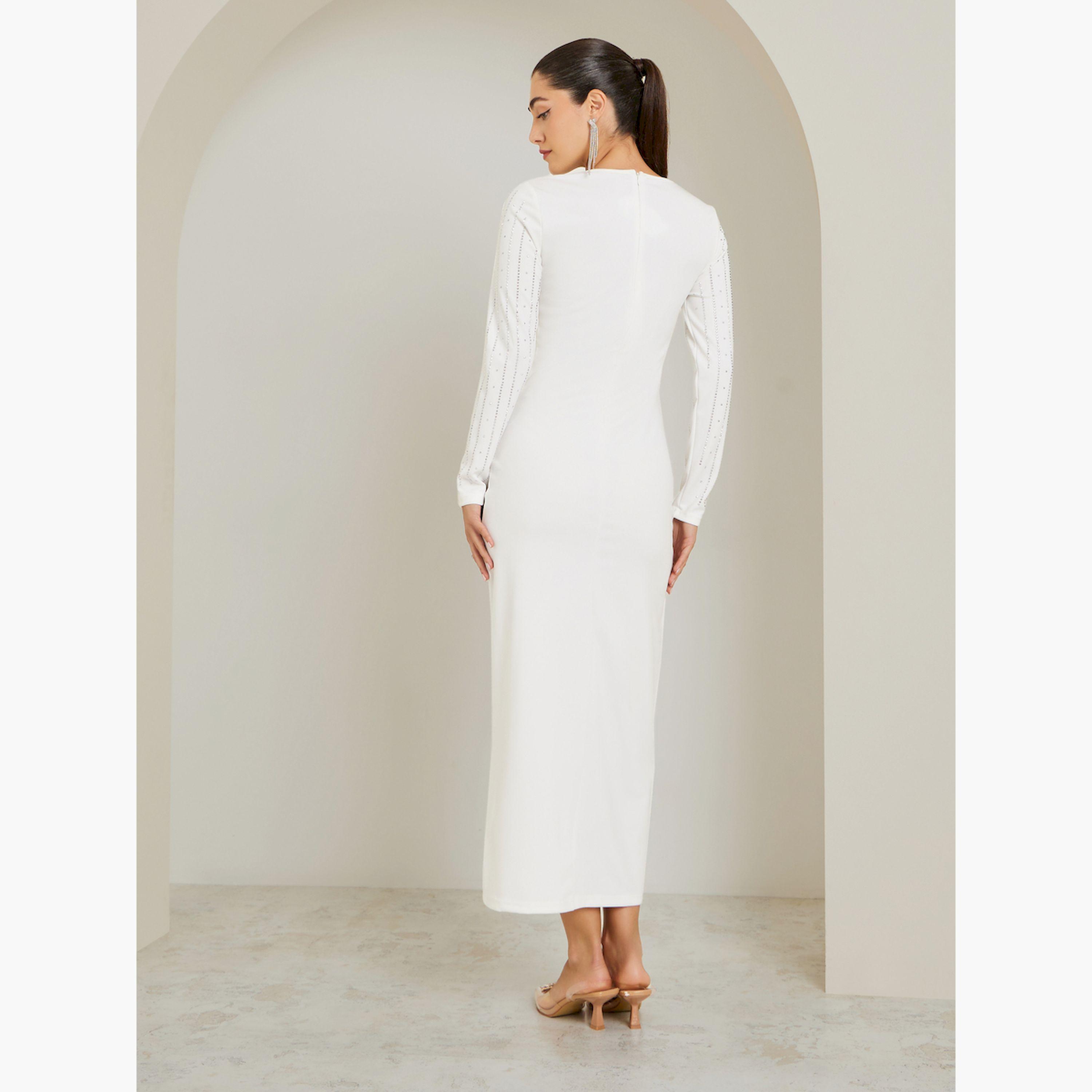 فستان طويل ضيق مرصع بأحجار الراين-women-clothing-dresses-image-5