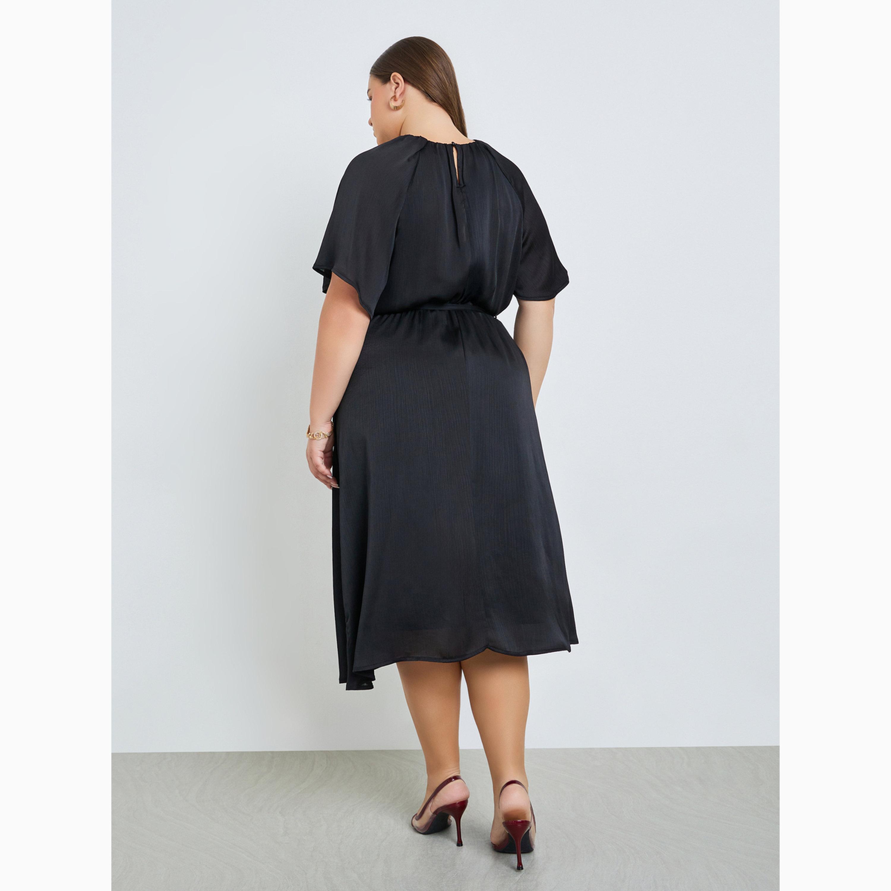 فستان ميدي ساتان مقاس كبير وحزام ربط-women-clothing-dresses-image-5