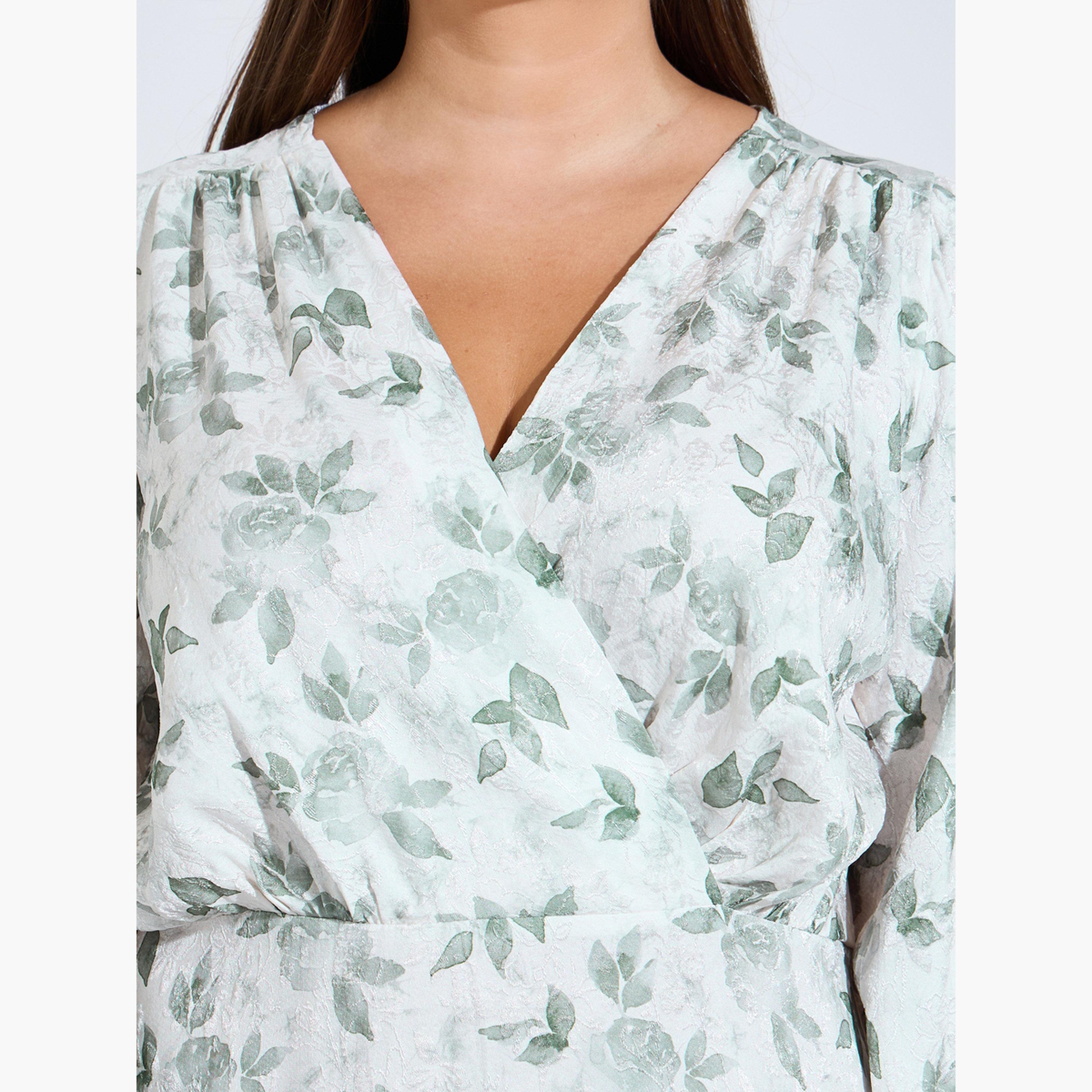 Styli Plus Size Floral Print Balloon Sleeves A-Line Maxi Dress-women-clothing-dresses-image-5