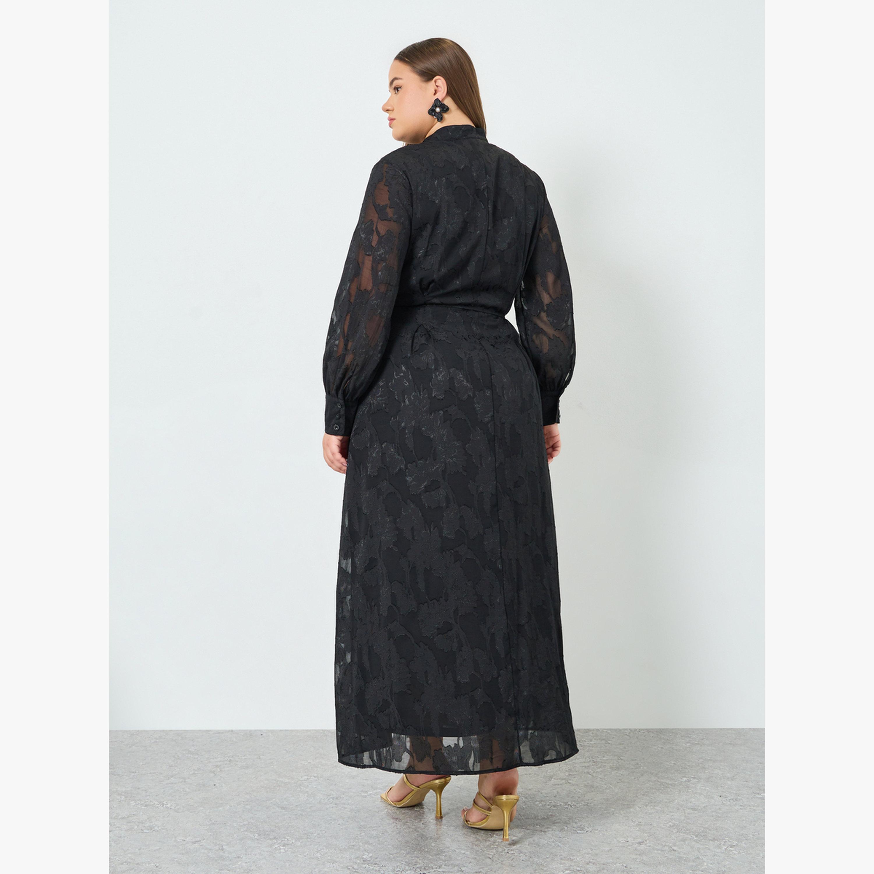 Styli Plus Size Jacquard A-Line Maxi Dress-women-clothing-dresses-image-4