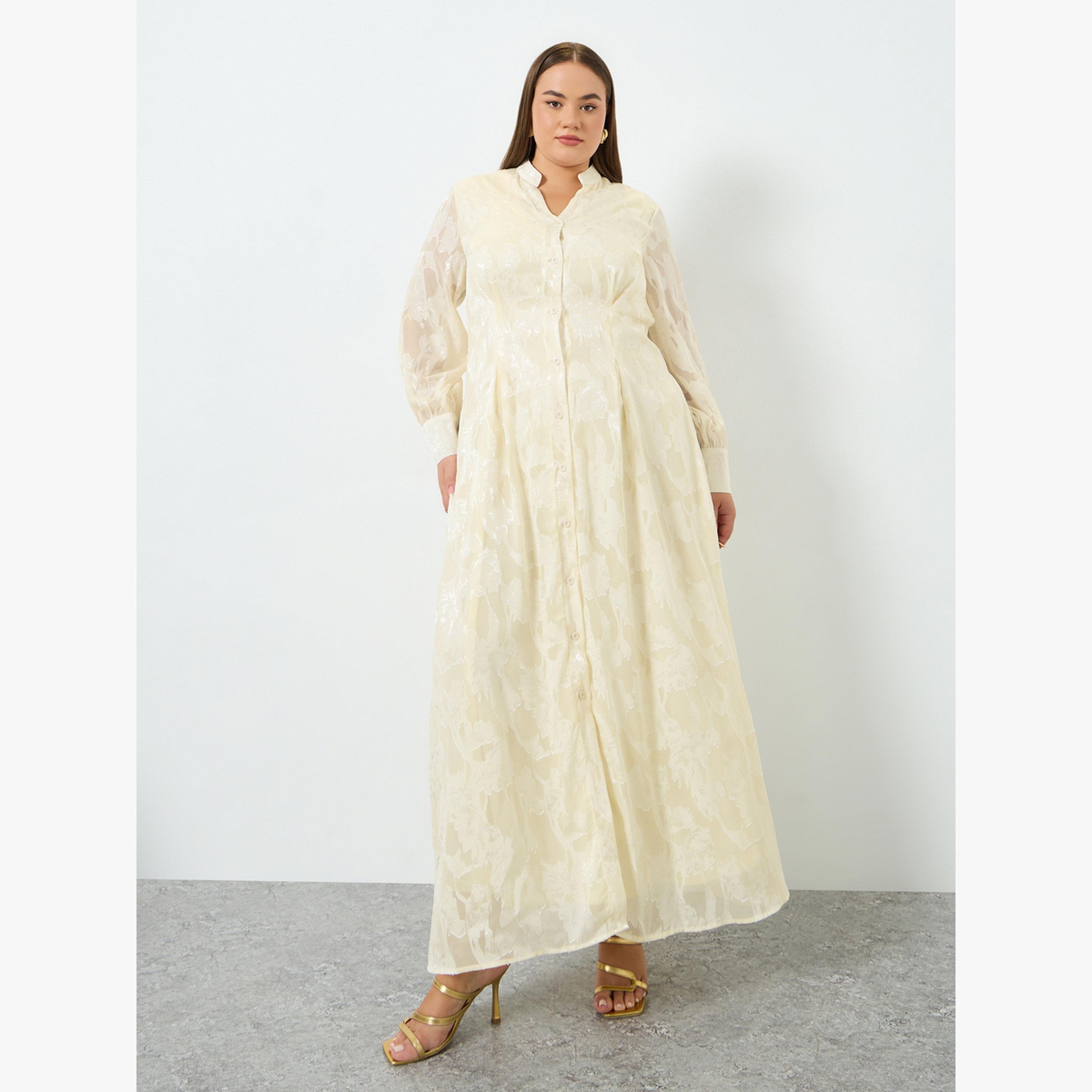 Styli Plus Size Jacquard A-Line Maxi Dress-women-clothing-dresses-image-1
