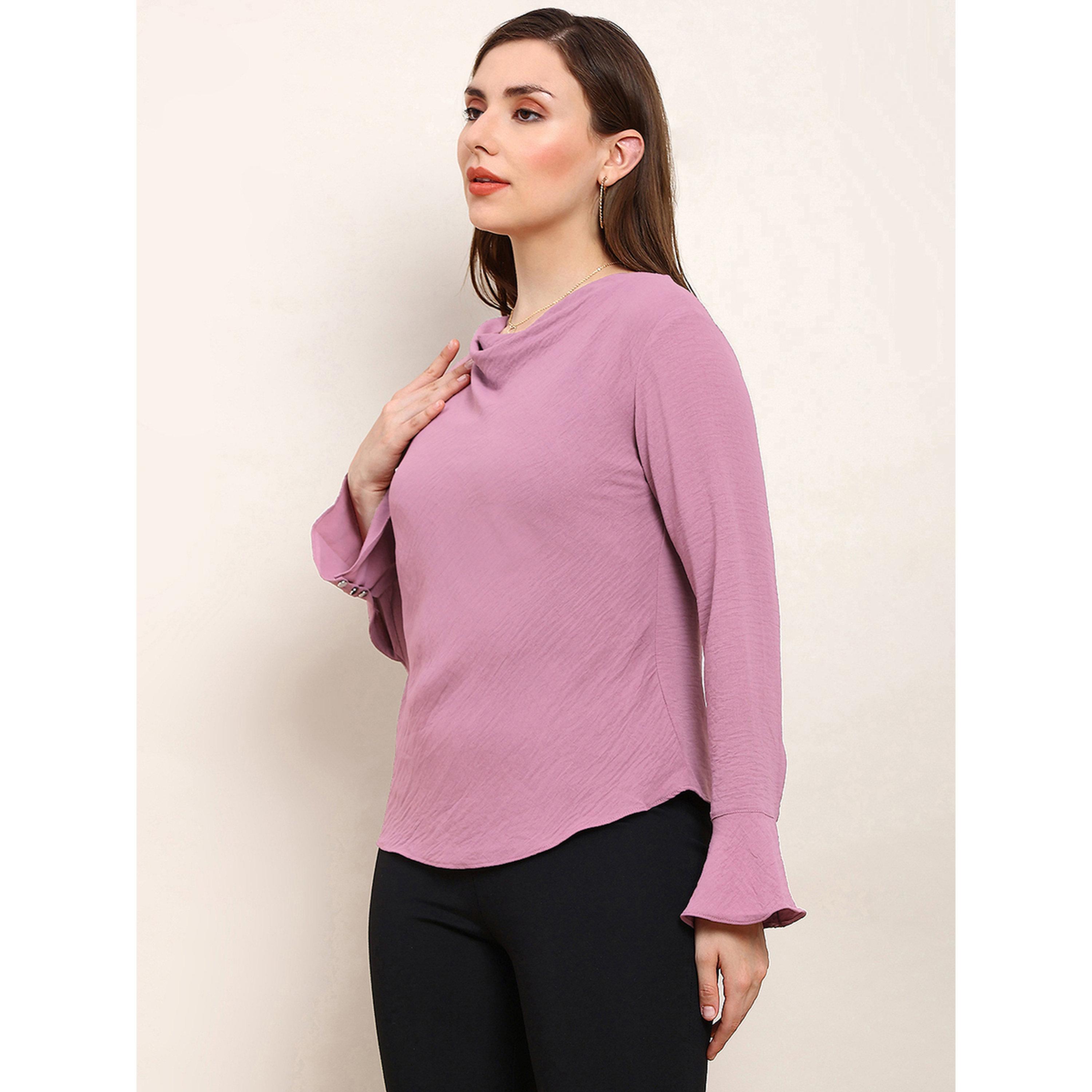 Globus X Styli Women Pink Cowl Neck Flared Sleeves Top-women-clothing-shirtsandblouses-blouses-image-2