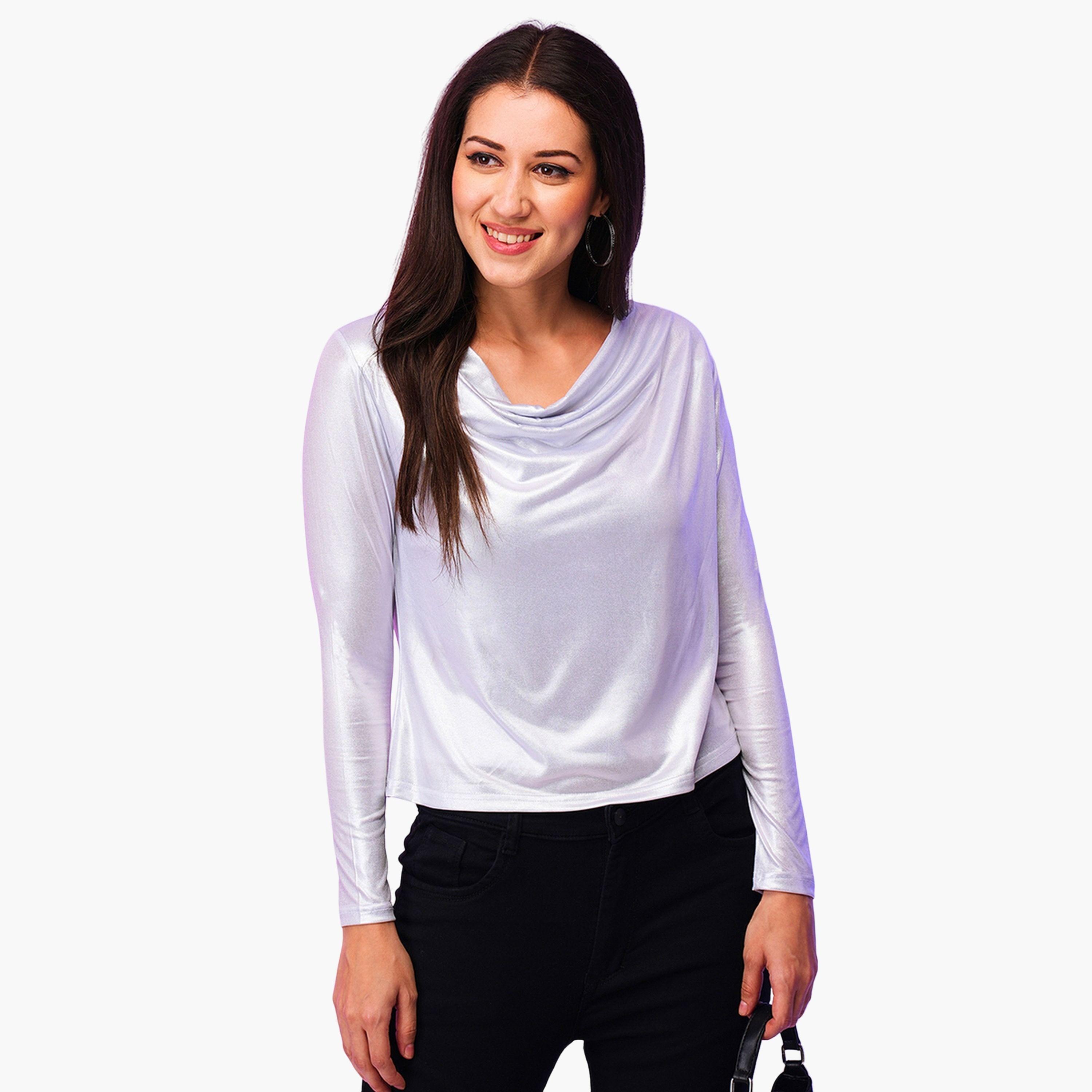 بلوزة بتفاصيل لامعة وياقة منسدلة-women-clothing-shirtsandblouses-blouses-image-1