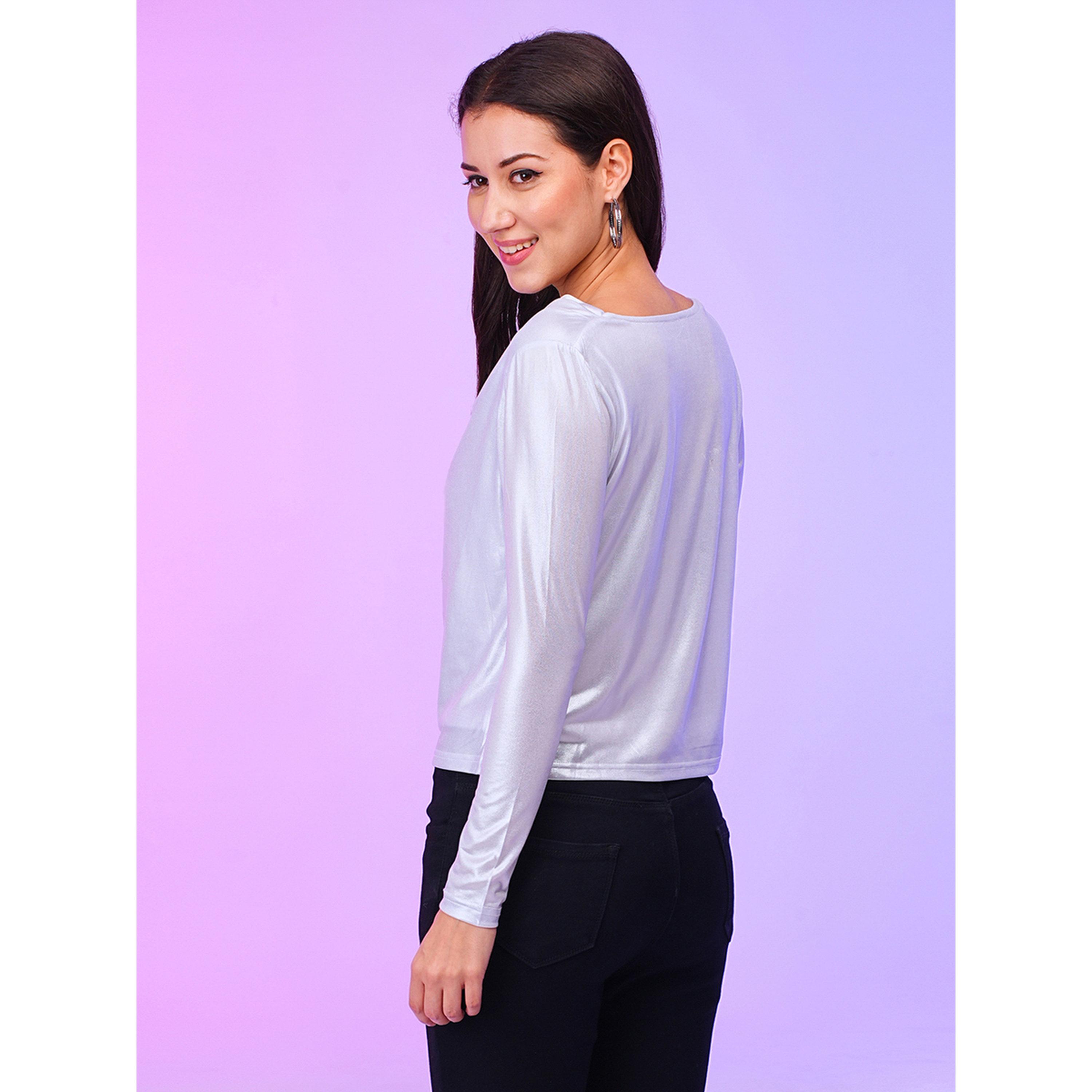 Globus X Styli Women White Cowl Neck Shimmer Top-women-clothing-shirtsandblouses-blouses-image-3