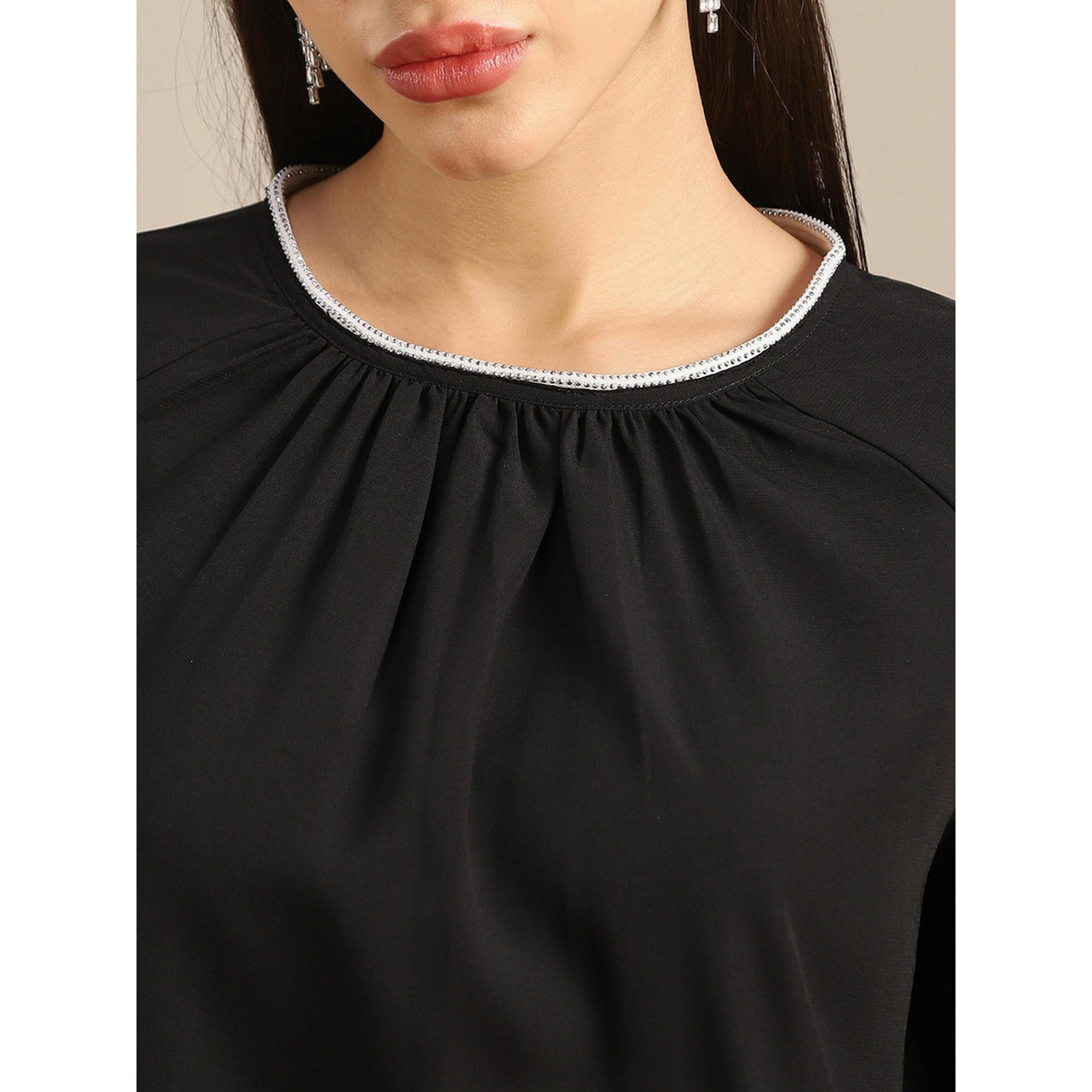Globus X Styli Women Black Embellished Pleated Top-women-clothing-shirtsandblouses-blouses-image-4