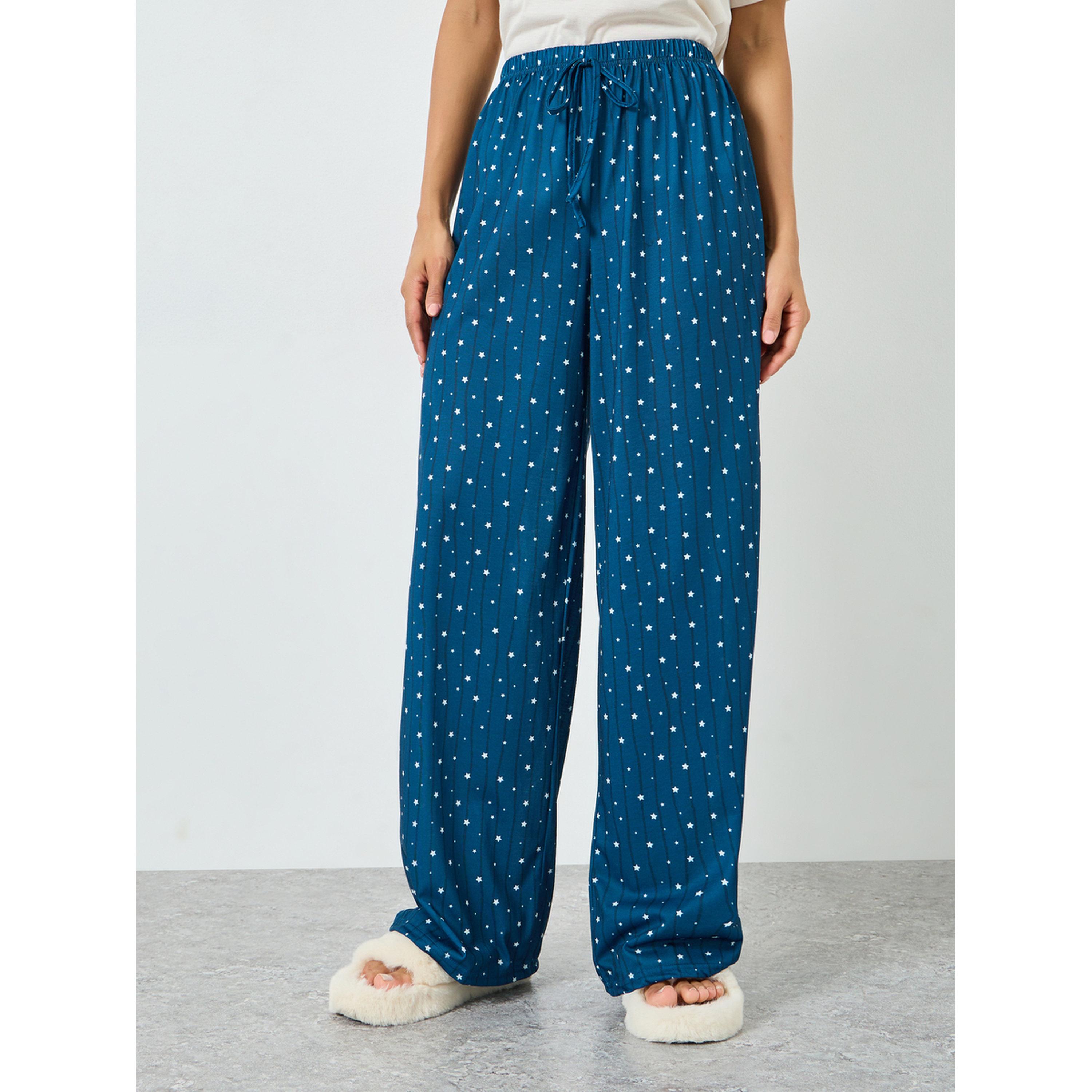 Styli Lazy Days Slogan Drop Shoulder T-Shirt and Star Pyjama Set-women-clothing-nightwear-pyjamas-longsets-image-4