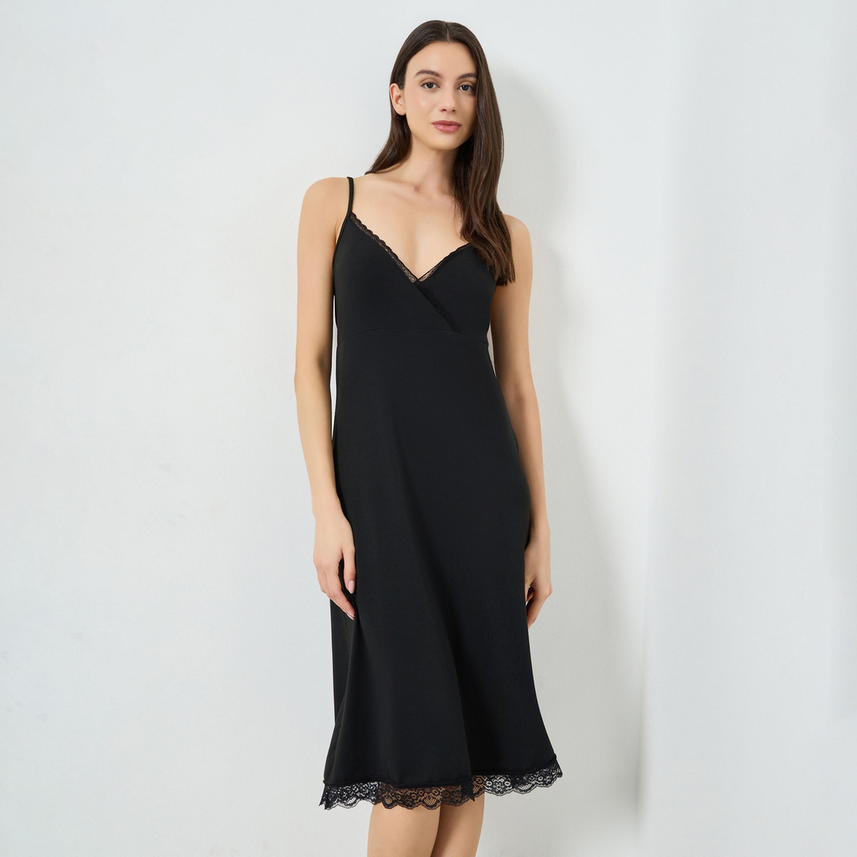 فستان قصير بتفاصيل دانتيل-women-clothing-nightwear-nighties-image-1