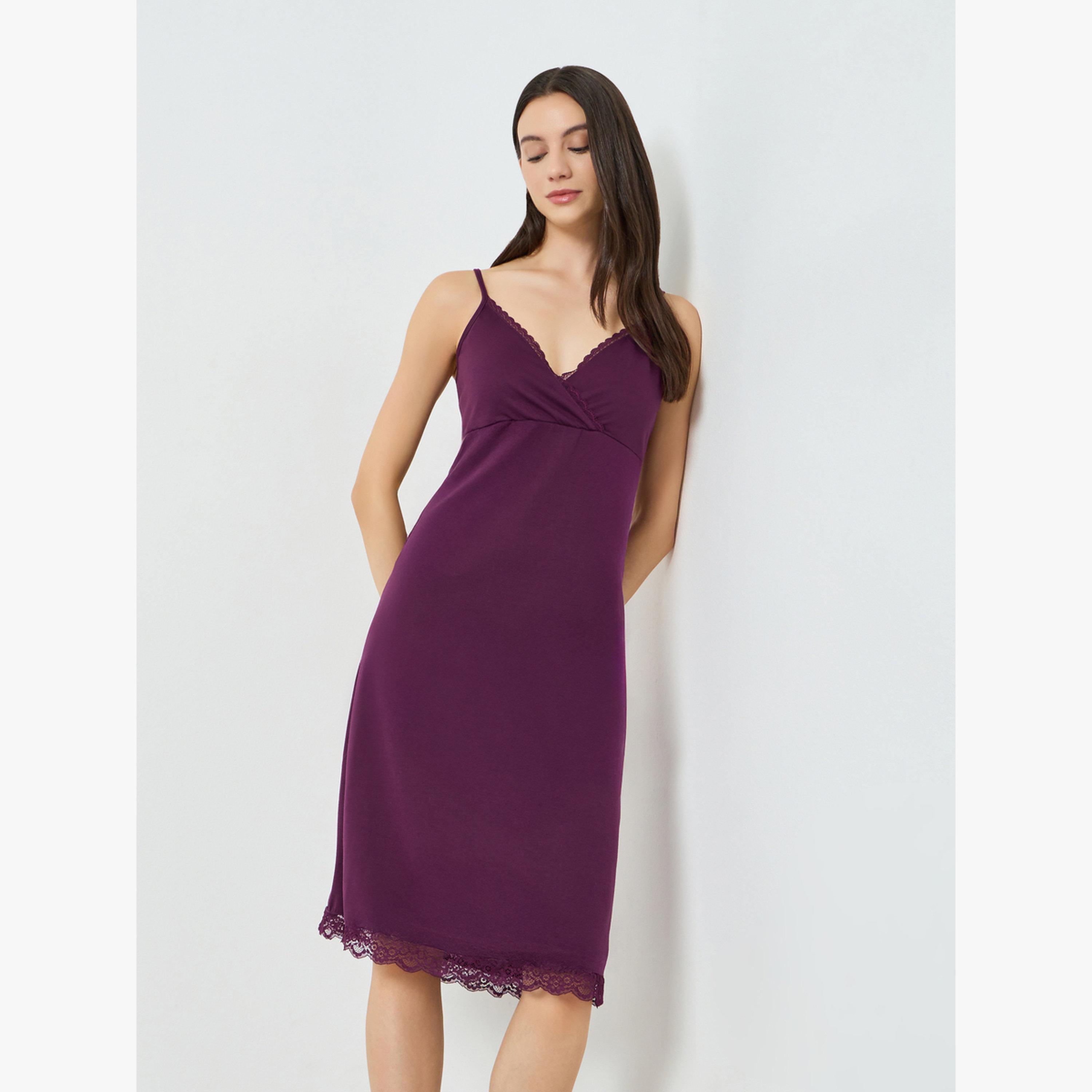 فستان قصير بتفاصيل دانتيل-women-clothing-nightwear-nighties-image-1