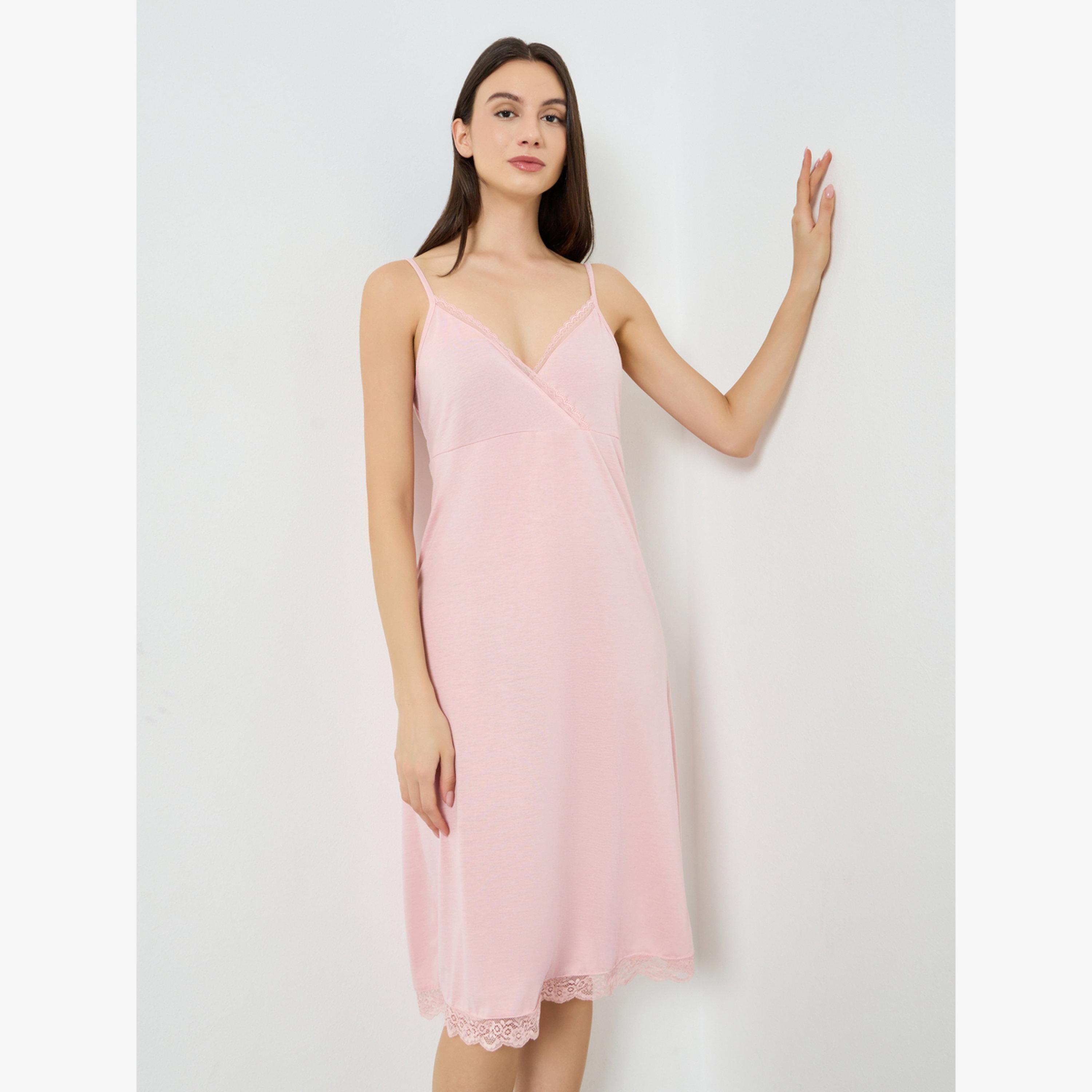 فستان قصير بتفاصيل دانتيل-women-clothing-nightwear-nighties-image-1