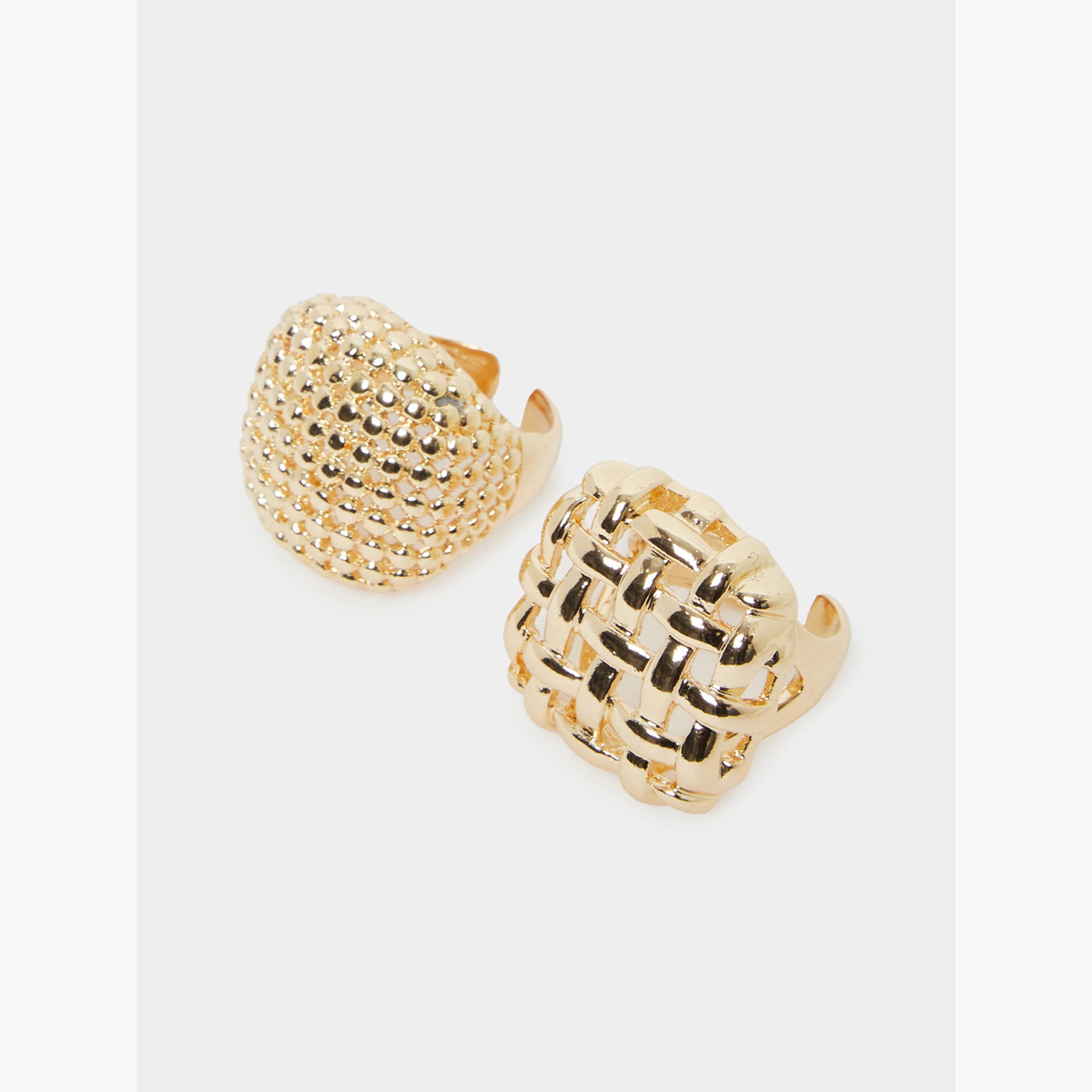 طقم خواتم عريضة بارزة الملمس، قطعتين-women-watchesandjewellery-jewellery-rings-image-1