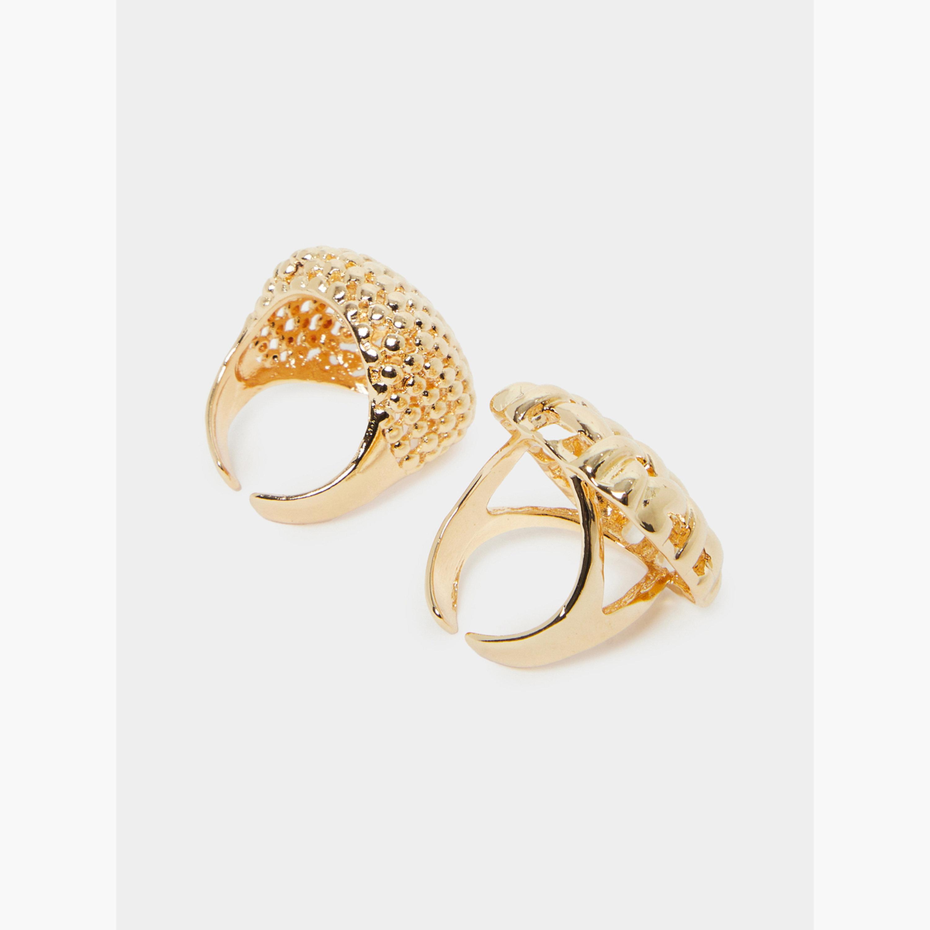 طقم خواتم عريضة بارزة الملمس، قطعتين-women-watchesandjewellery-jewellery-rings-image-2