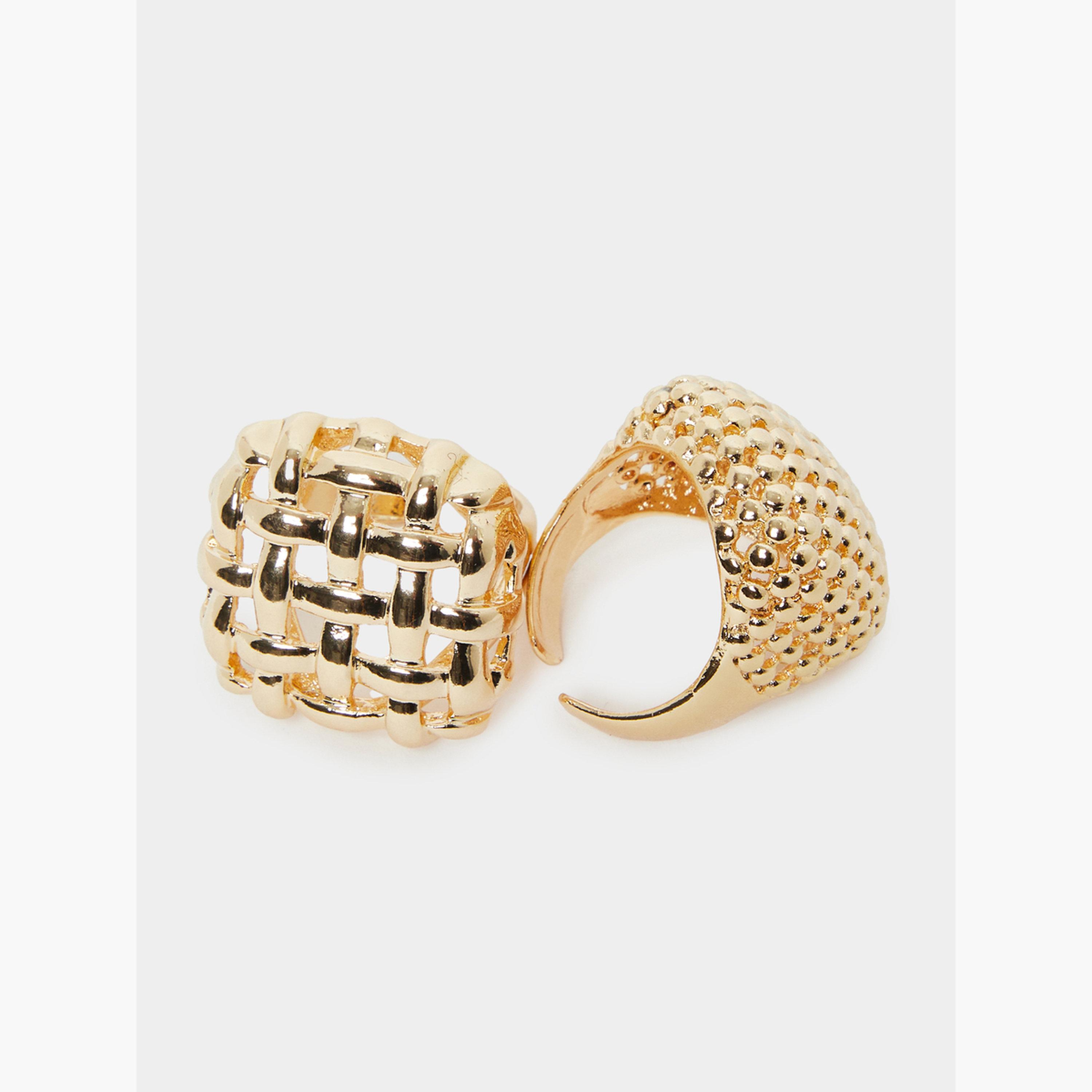 Styli Set of 2 - Textured Chunky Cuff Rings-women-watchesandjewellery-jewellery-rings-image-3
