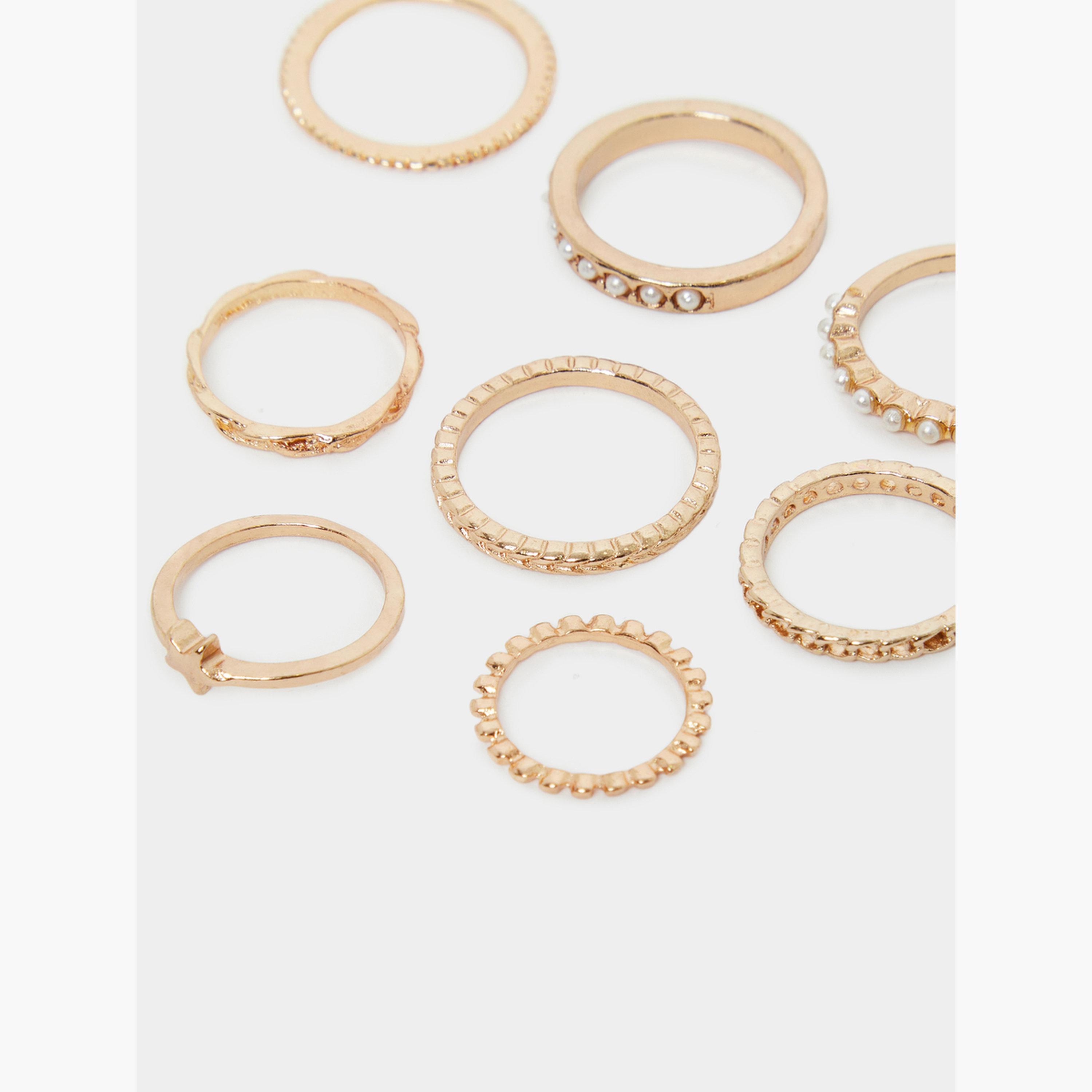 Styli Set of 9 - Pearl Detail Assorted Rings-women-watchesandjewellery-jewellery-rings-image-3