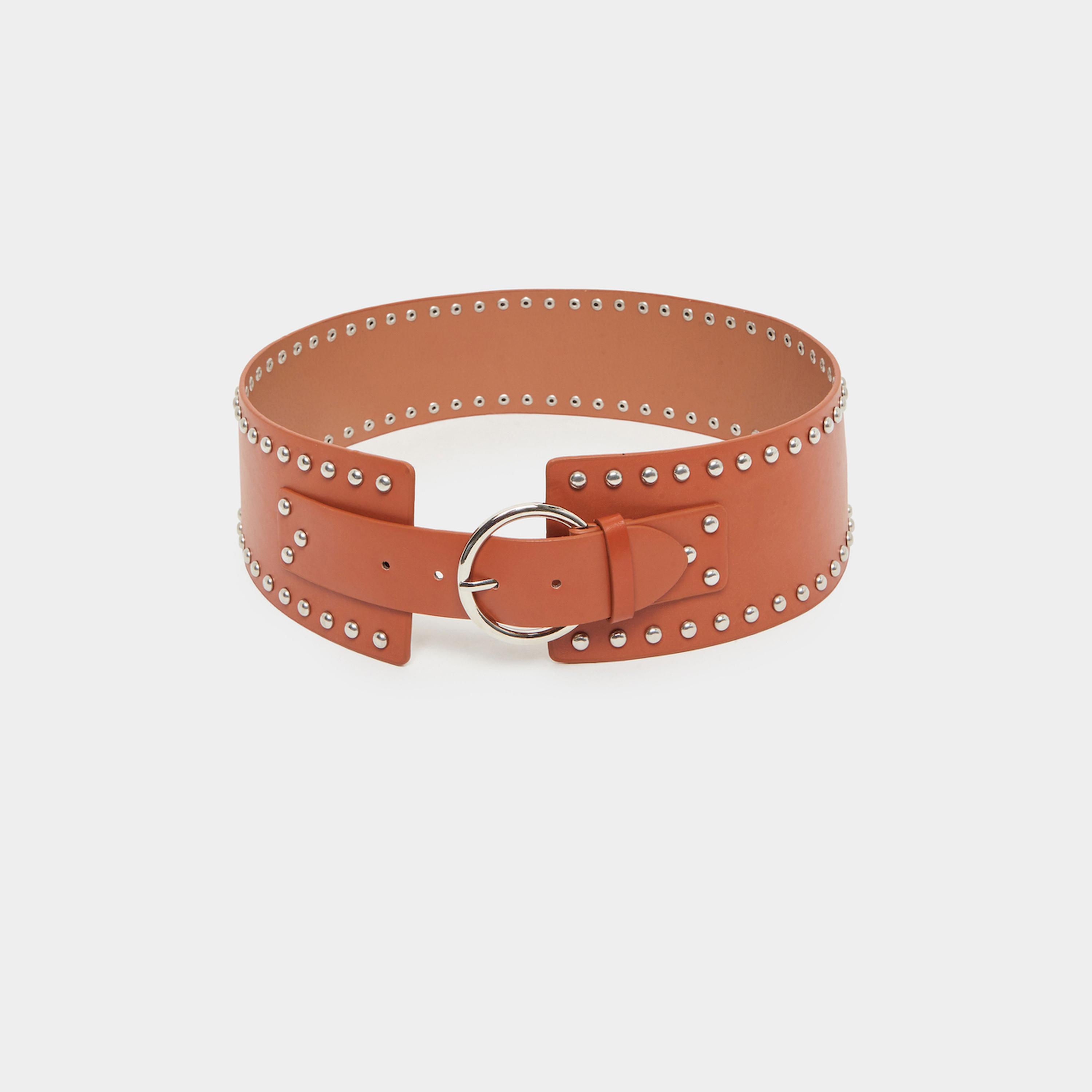Styli Brown Studded Wide Waist Belt-women-clothingaccessories-belts-image-2