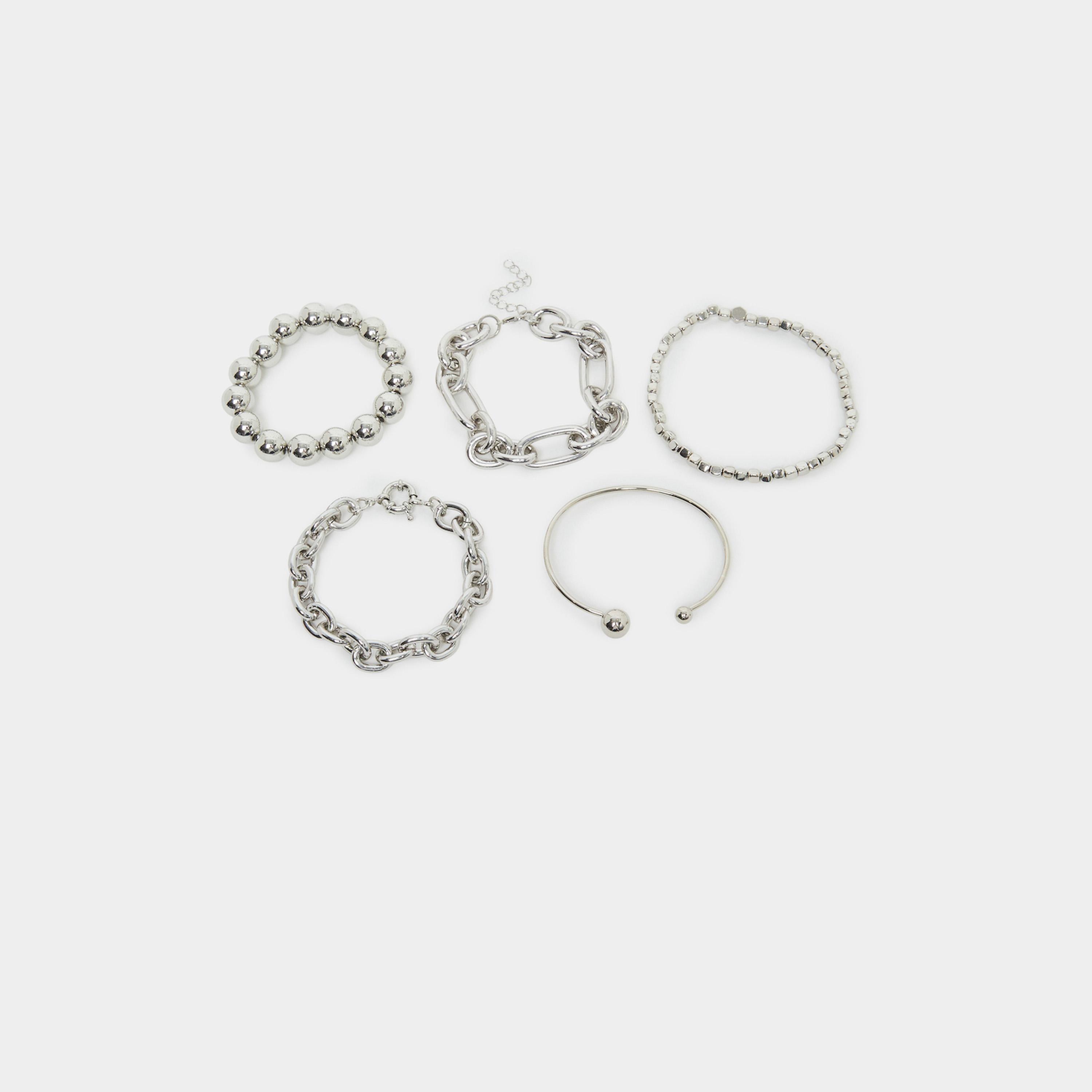 Styli Pack of 5 - Silver Tone Chain Bracelet-women-watchesandjewellery-jewellery-banglesandbracelets-image-1