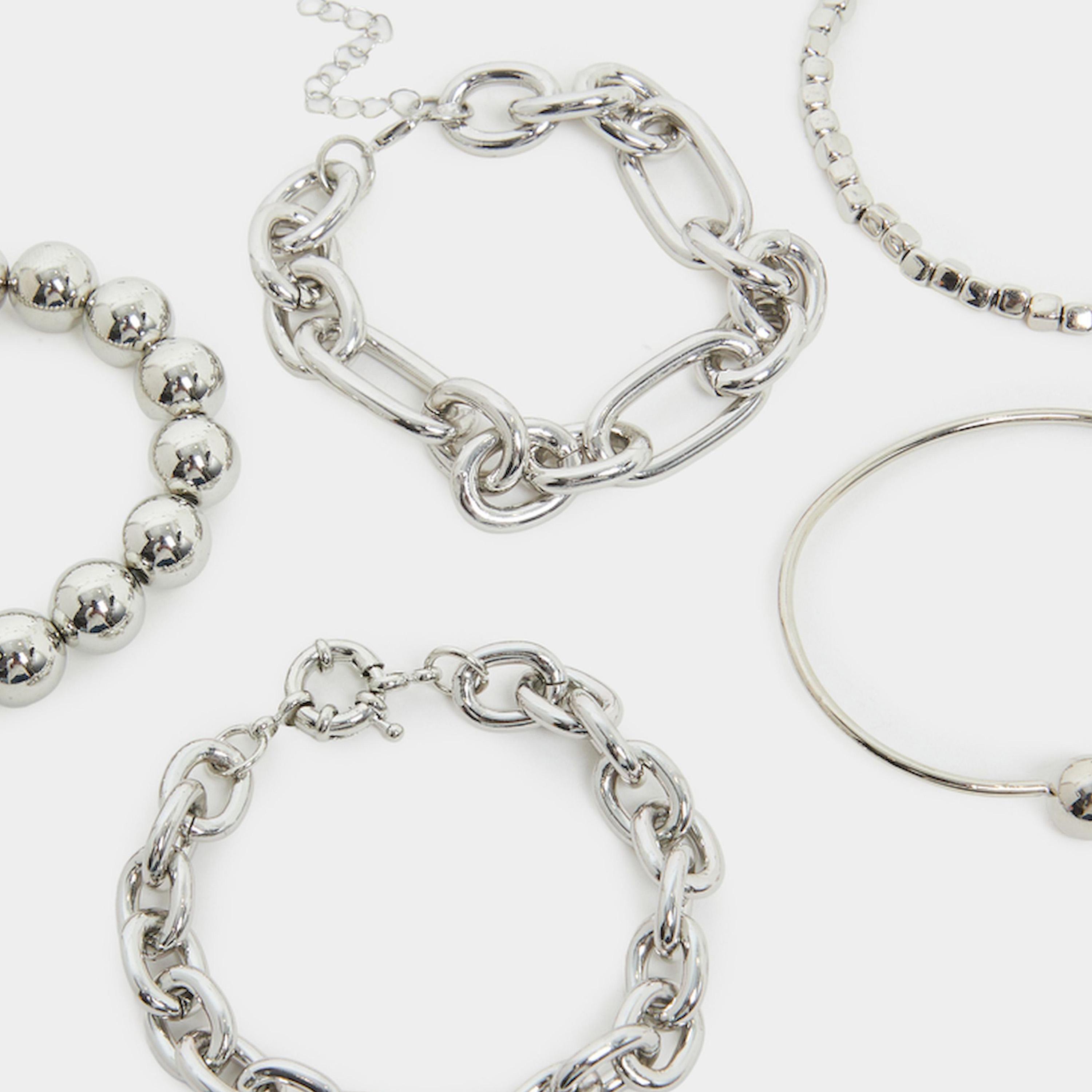 Styli Pack of 5 - Silver Tone Chain Bracelet-women-watchesandjewellery-jewellery-banglesandbracelets-image-2