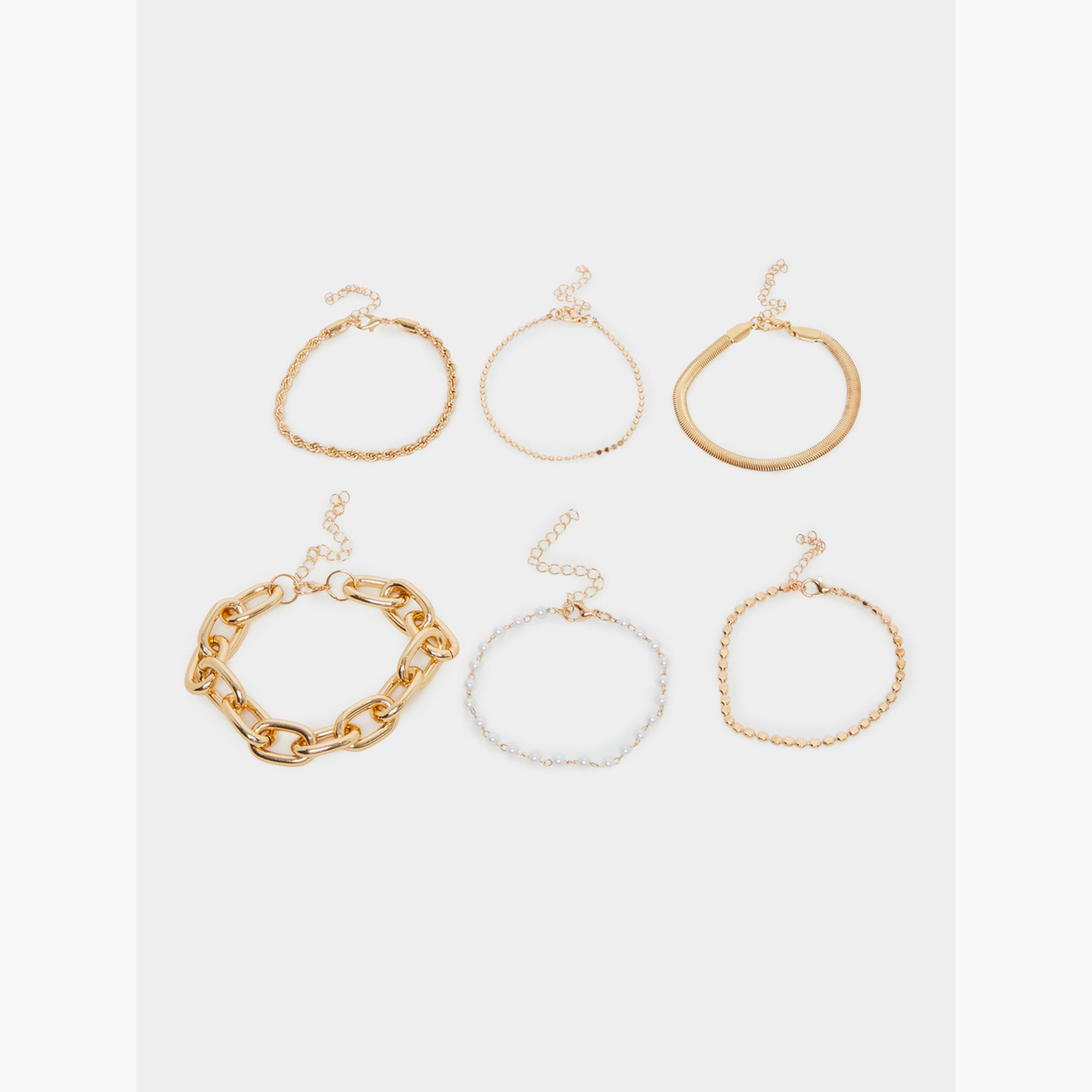 Styli Pack of 6 - Assorted Chain Gold Bracelet-women-watchesandjewellery-jewellery-banglesandbracelets-image-1