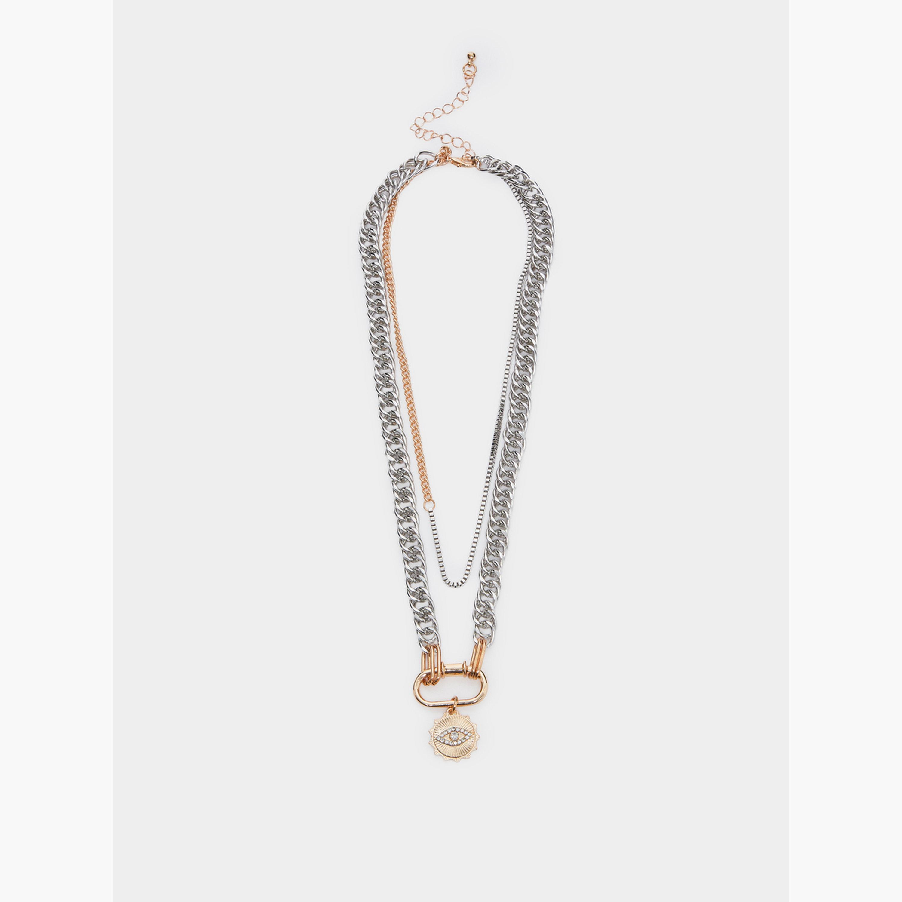 Styli Layered Chain Necklace with Evil Eye Pendant-women-watchesandjewellery-jewellery-necklacesandpendants-image-1