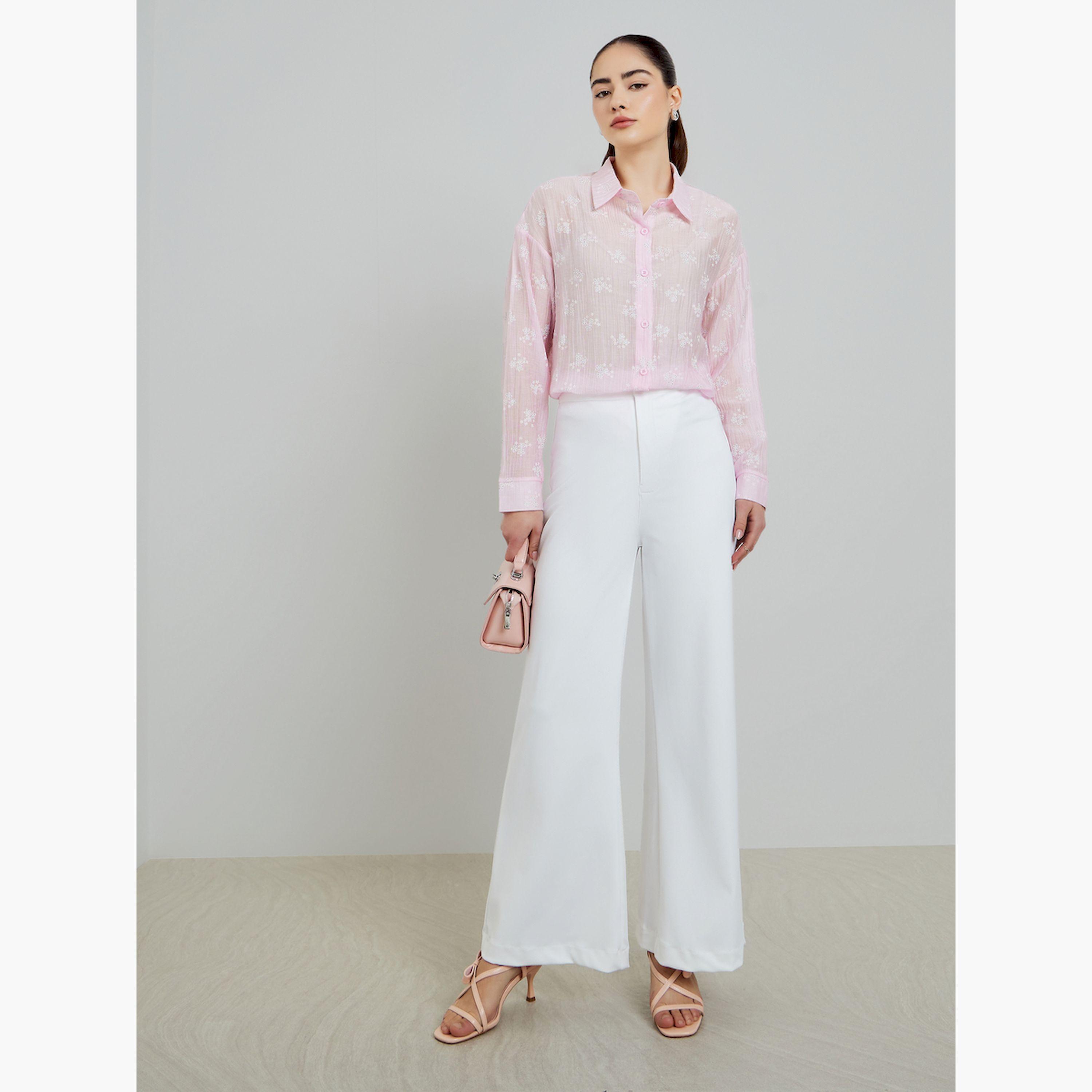قميص بارز الملمس بنقشة الزهور وأكمام طويلة-women-clothing-shirtsandblouses-shirts-image-2