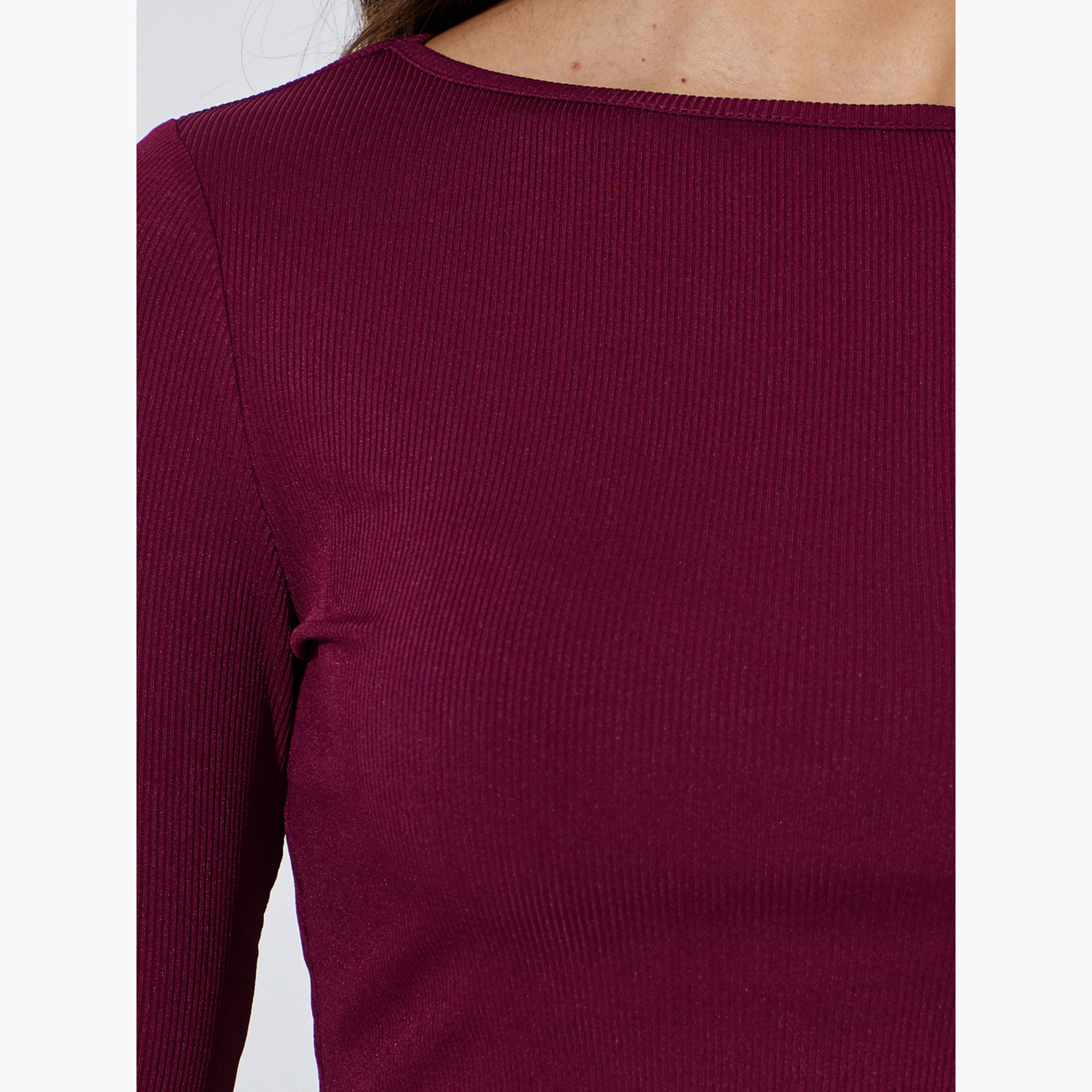 طقم من قطعتين - بلوزة محبوكة سادة بأكمام جرس-women-clothing-shirtsandblouses-blouses-image-6