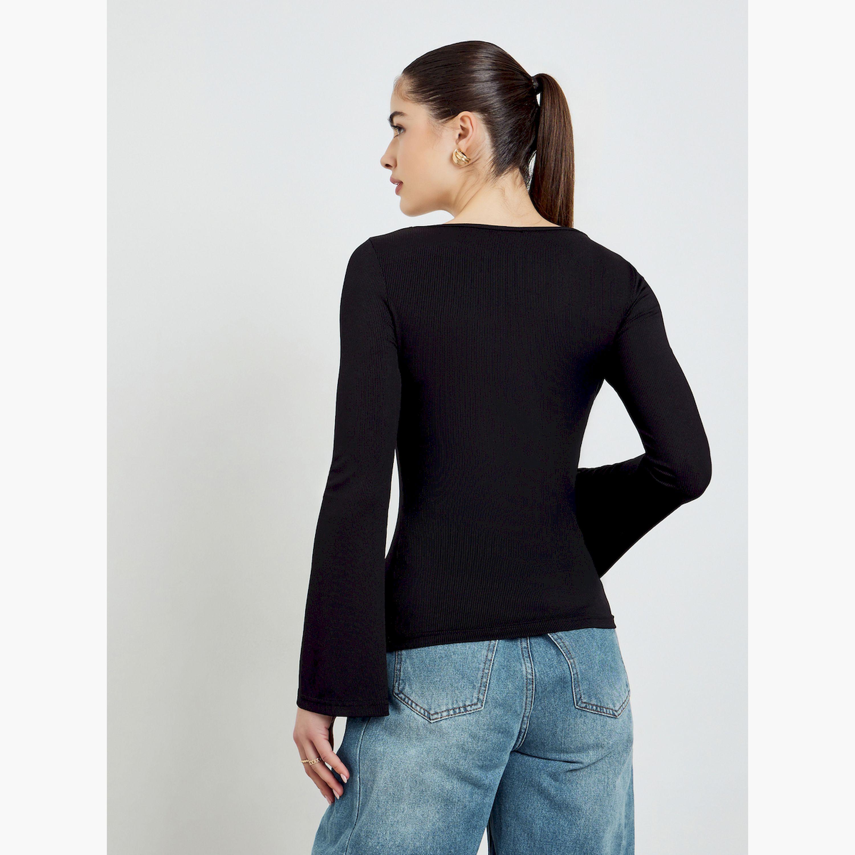 مجموعة من 2 بلوزة محبوكة بأكمام جرس-women-clothing-tshirts-image-5