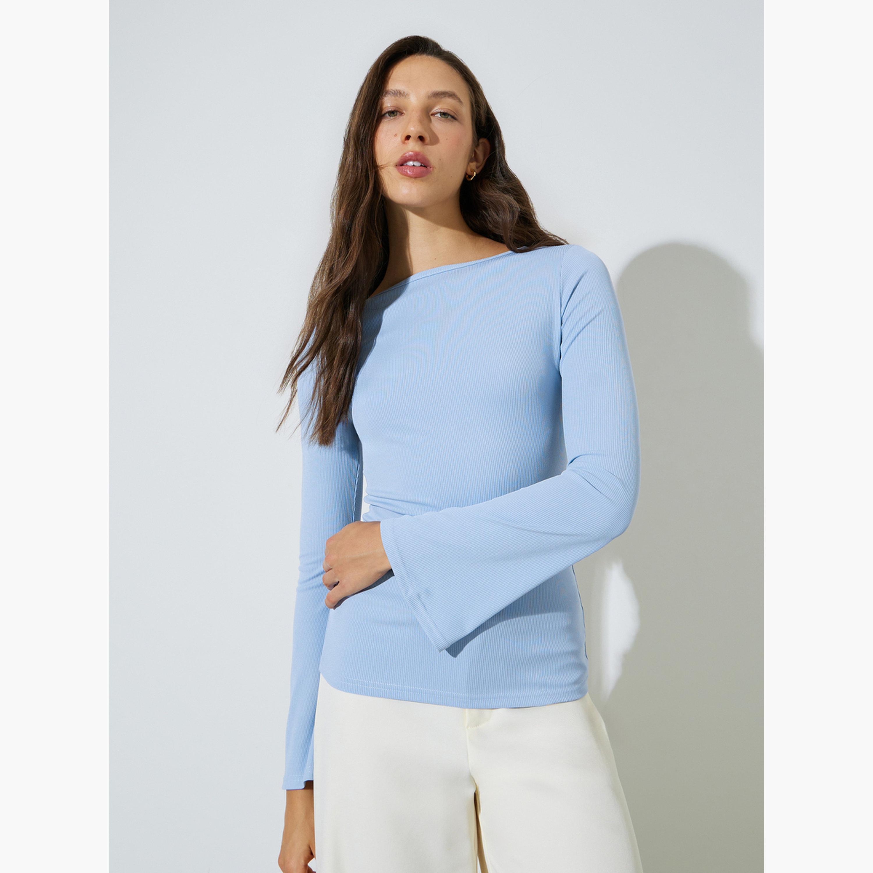 طقم من بلوزتين محبوكة بأكمام جرس-women-clothing-shirtsandblouses-blouses-image-4