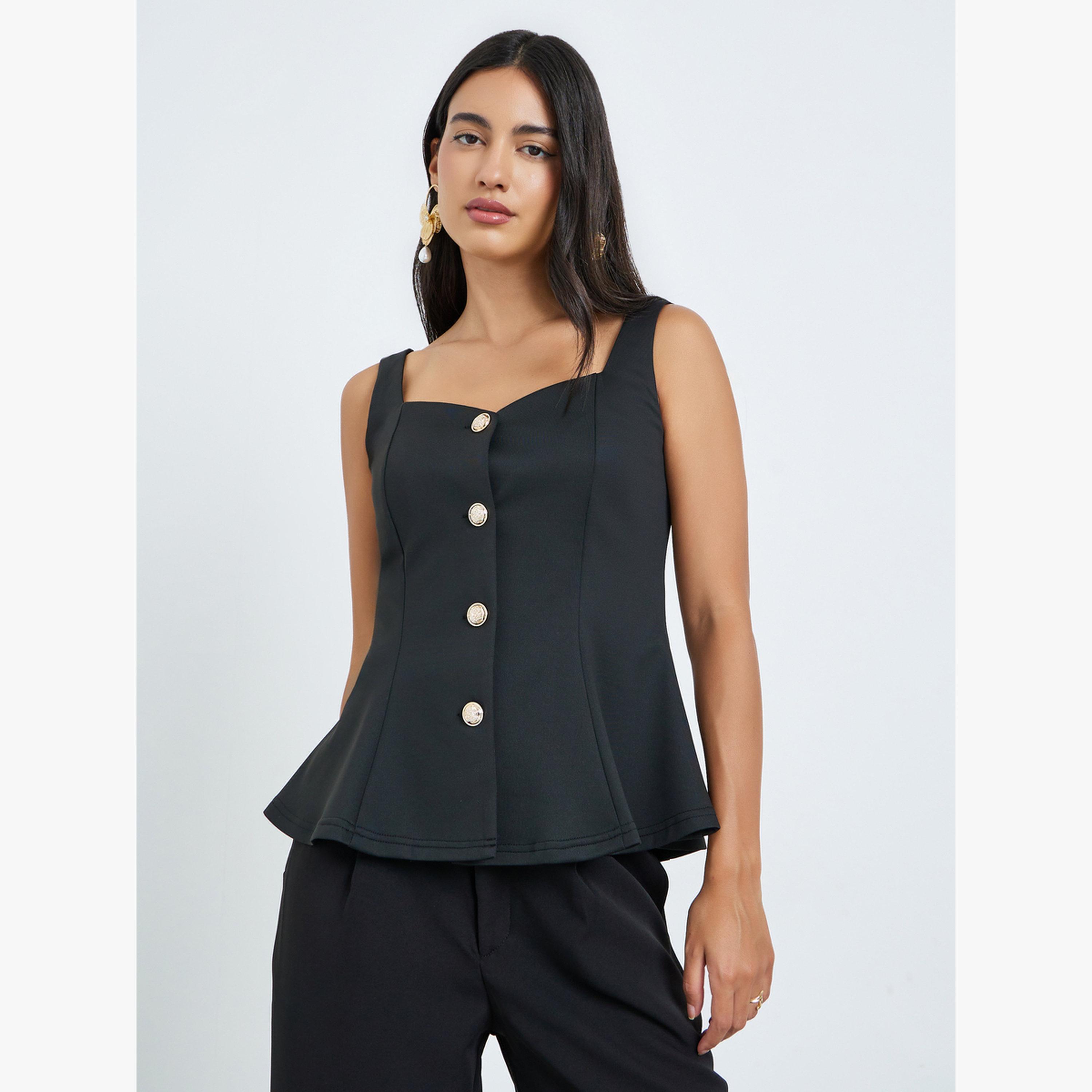 Styli Black Sleeveless Peplum Top-women-clothing-shirtsandblouses-blouses-image-1