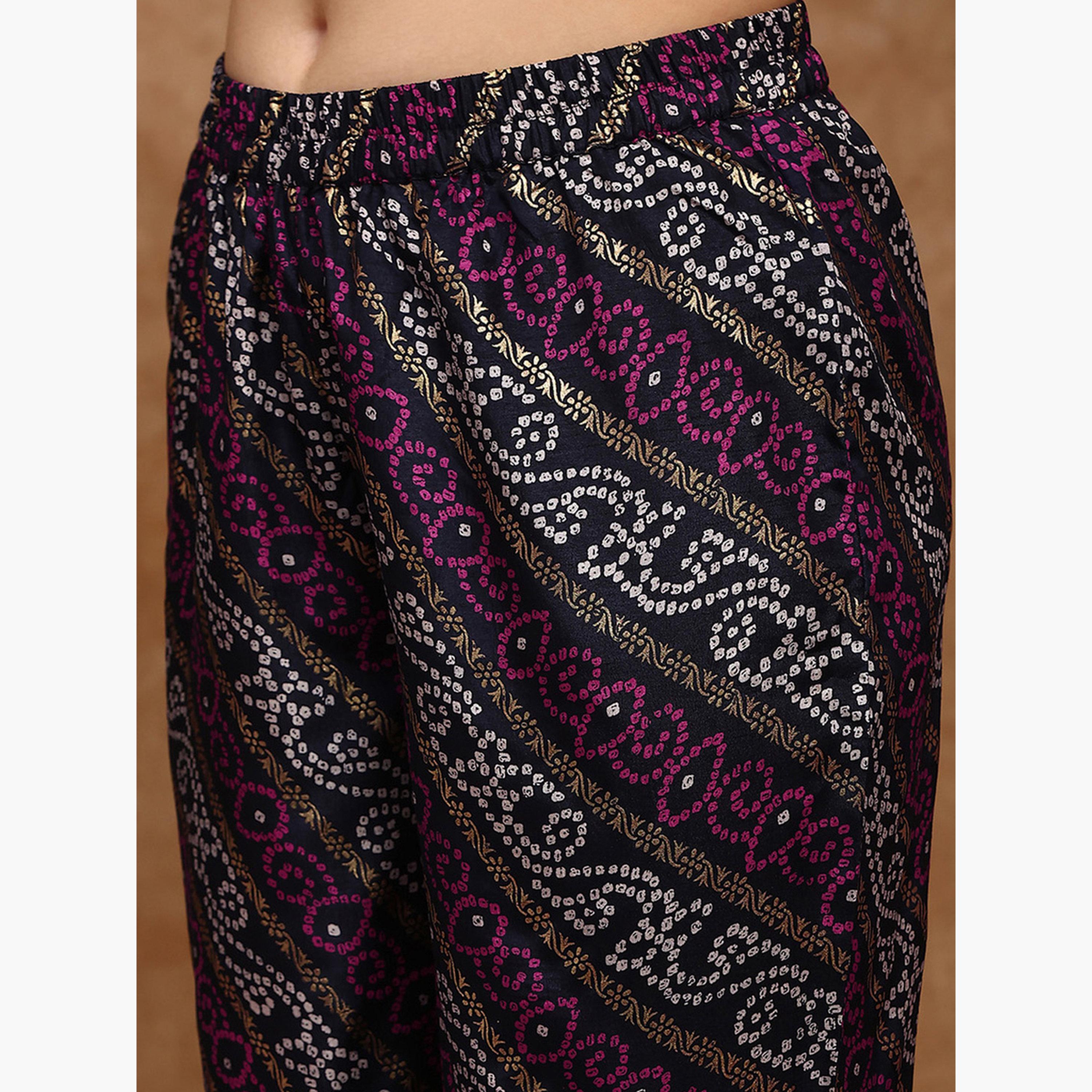 Globus X Styli Women Bandhani Ethnic Coin Detail Tunic and Sharara Festive Co-Ords-women-clothing-ethnicwear-kurtasets-image-5