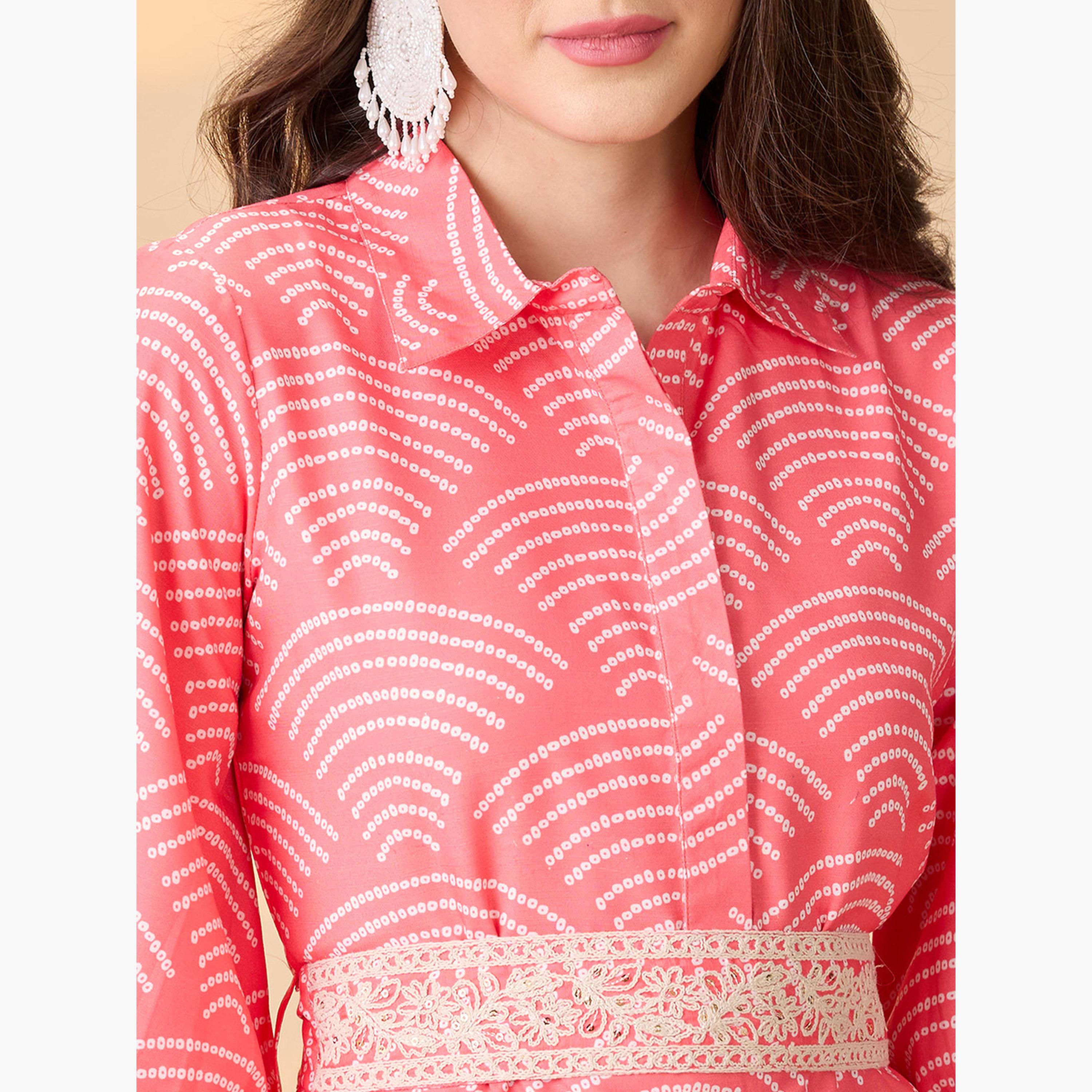 طقم منسق من تونيك وبنطال بالازو مع حزام للنساء-women-clothing-coordsets-image-4