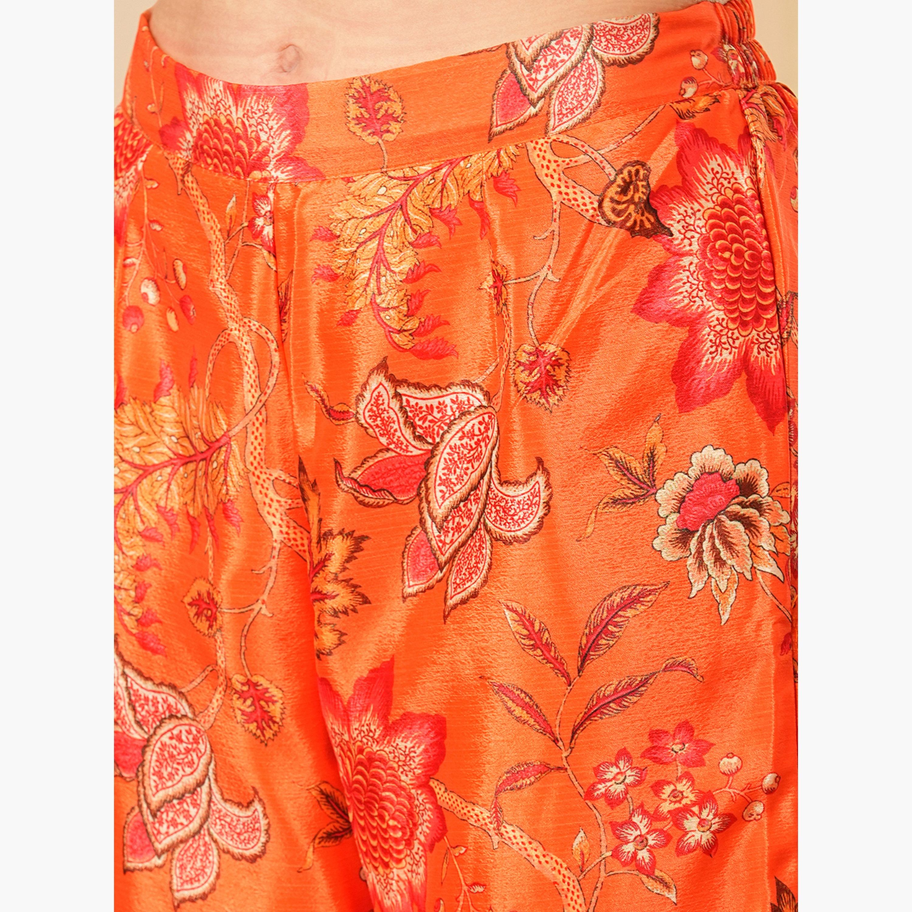 طقم منسق من تونيك وبنطال غارارا وتفاصيل ترتر ودوباتا للنساء-women-clothing-ethnicwear-kurtasets-image-5
