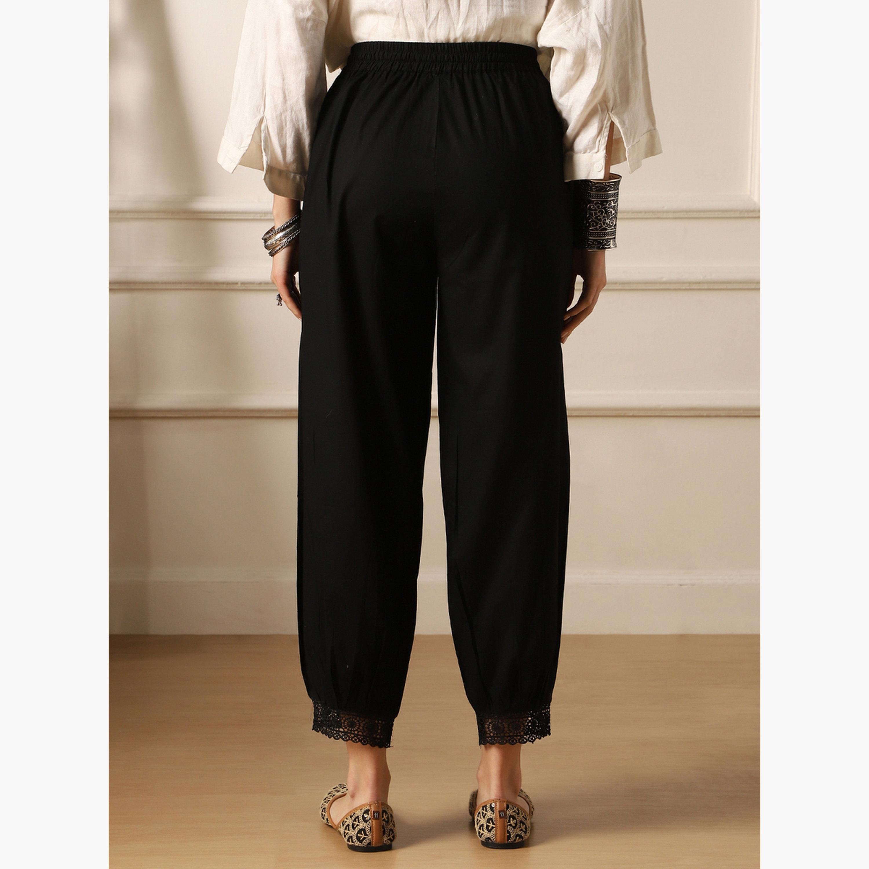 بنطلون قصة مريحة وتفاصيل دانتيل-women-clothing-bottoms-trousers-image-4