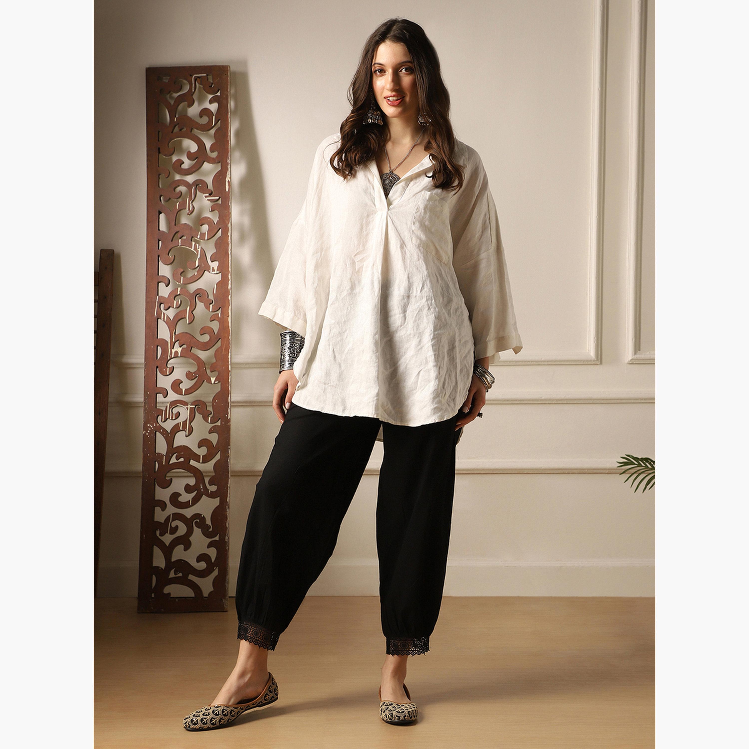 بنطلون قصة مريحة وتفاصيل دانتيل-women-clothing-bottoms-trousers-image-6