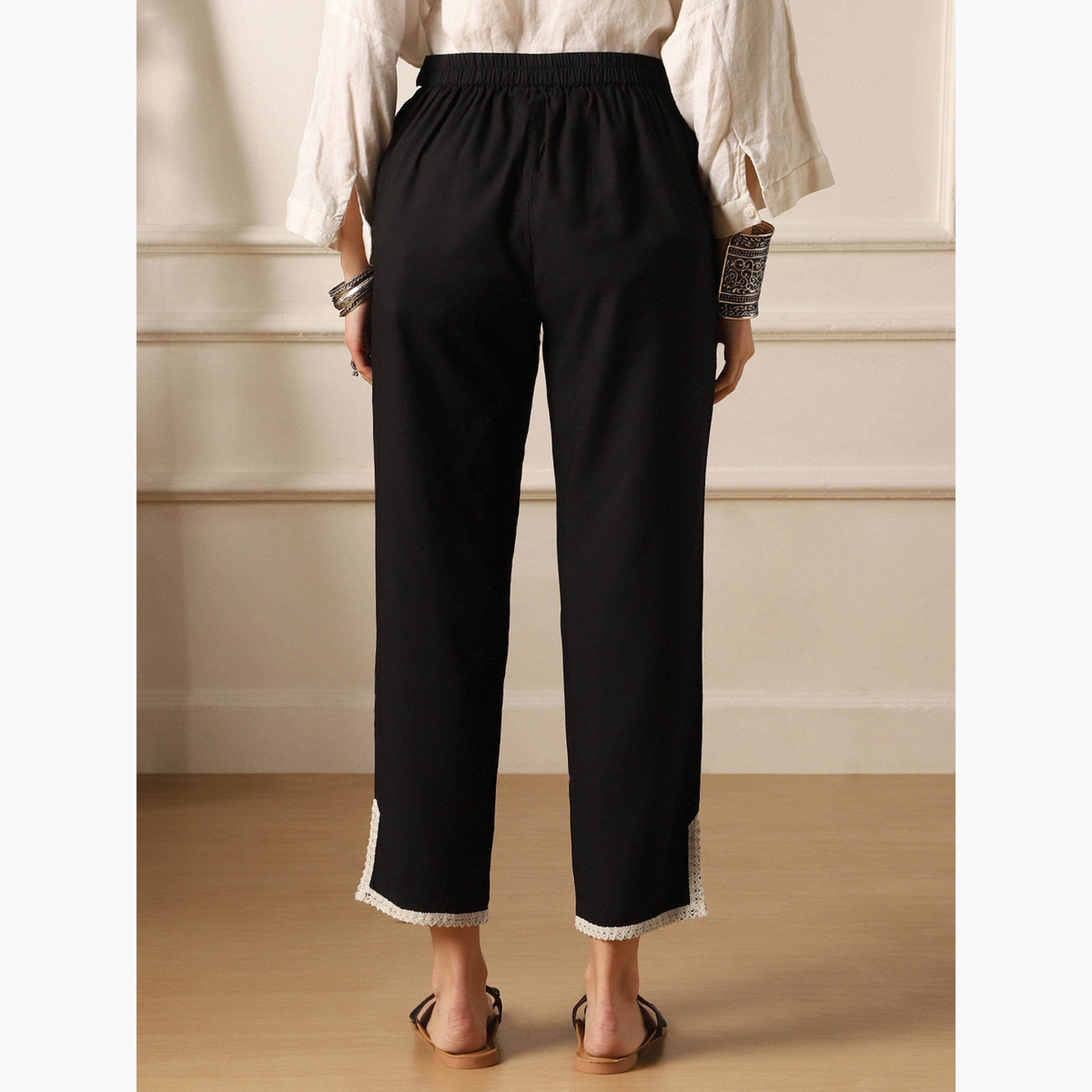 بنطلون بقصة ضيقة من الأسفل وتفاصيل دانتيل-women-clothing-bottoms-trousers-image-4