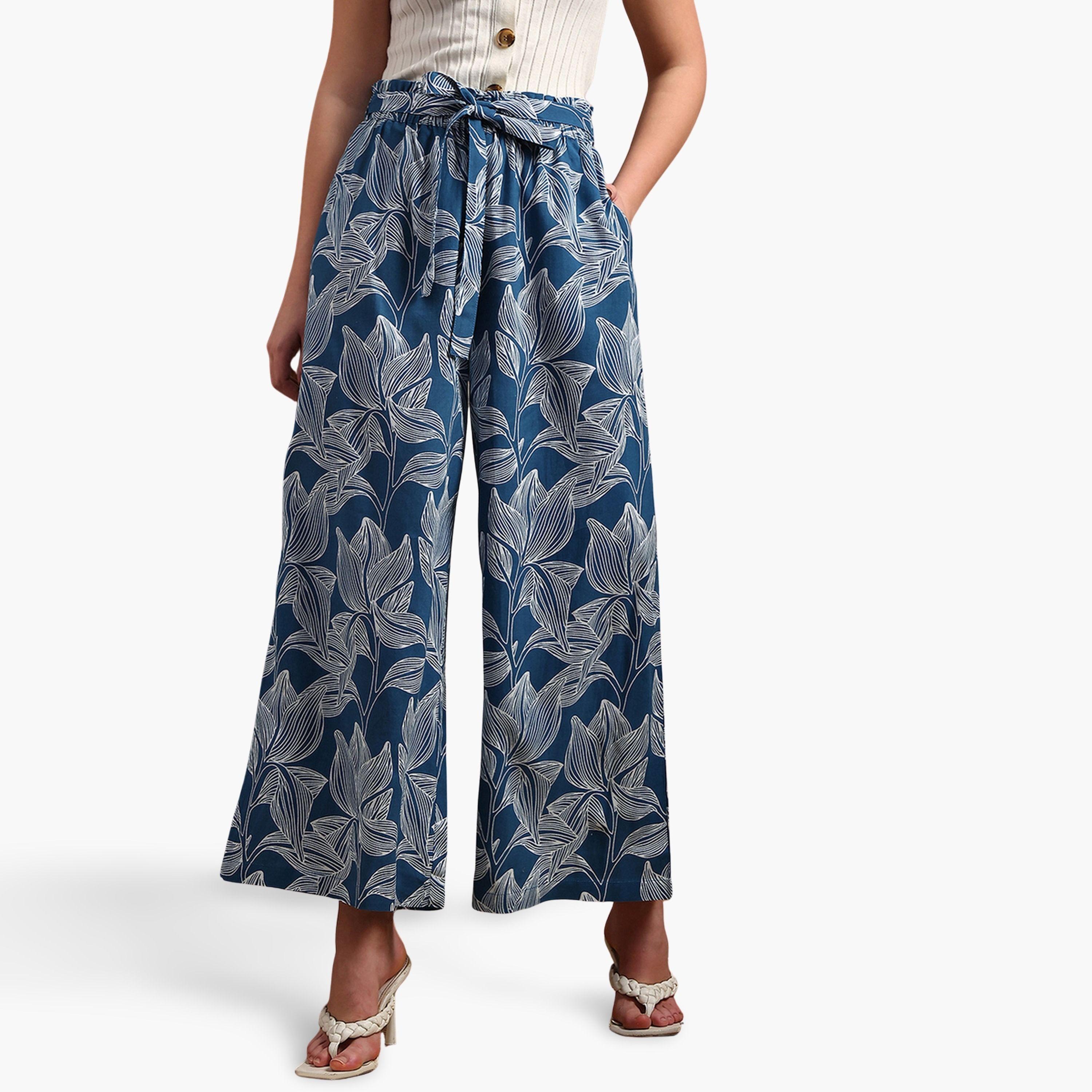 بنطلون بأرجل واسعة وطبعة زهور-women-clothing-bottoms-trousers-image-1