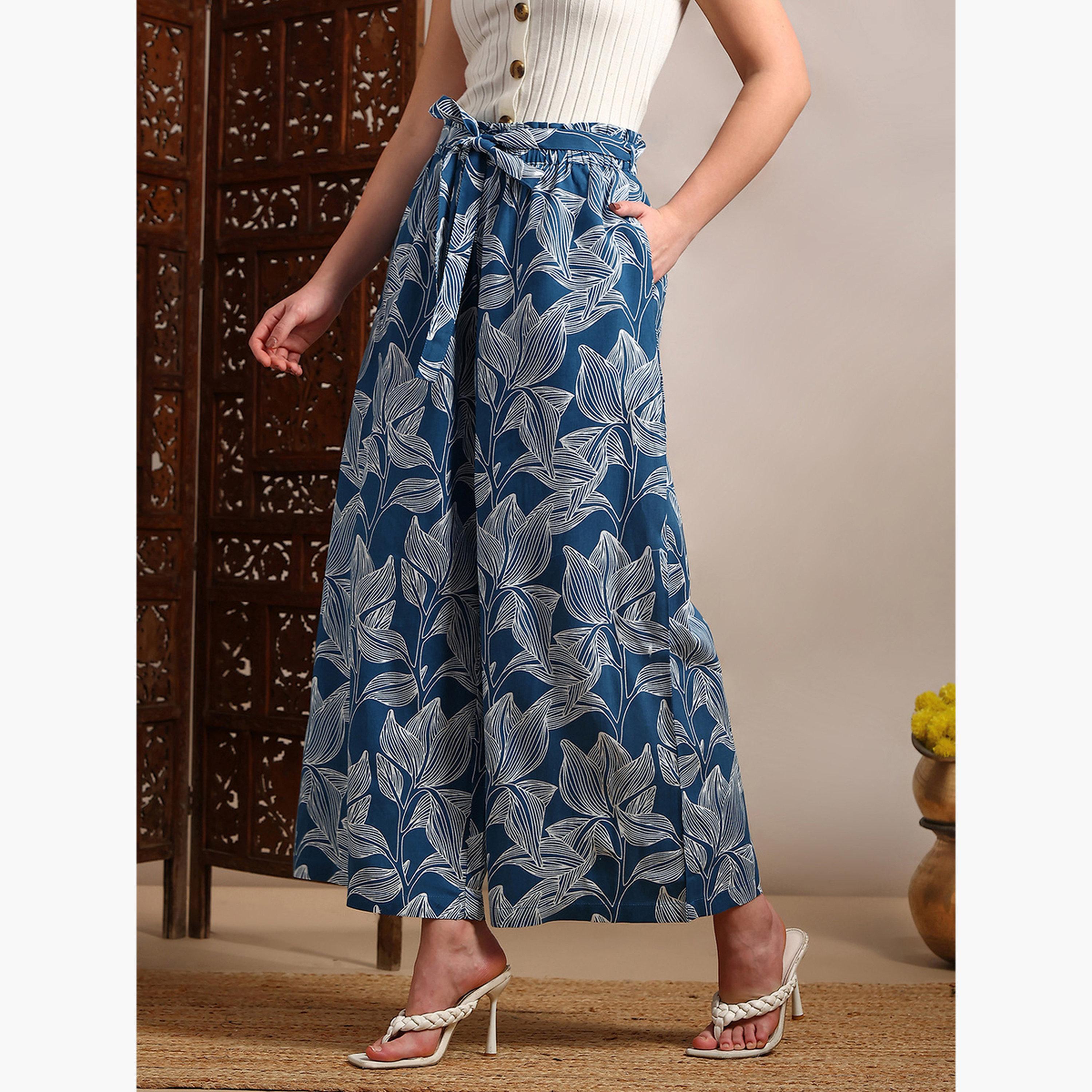 بنطلون بأرجل واسعة وطبعة زهور-women-clothing-bottoms-trousers-image-3