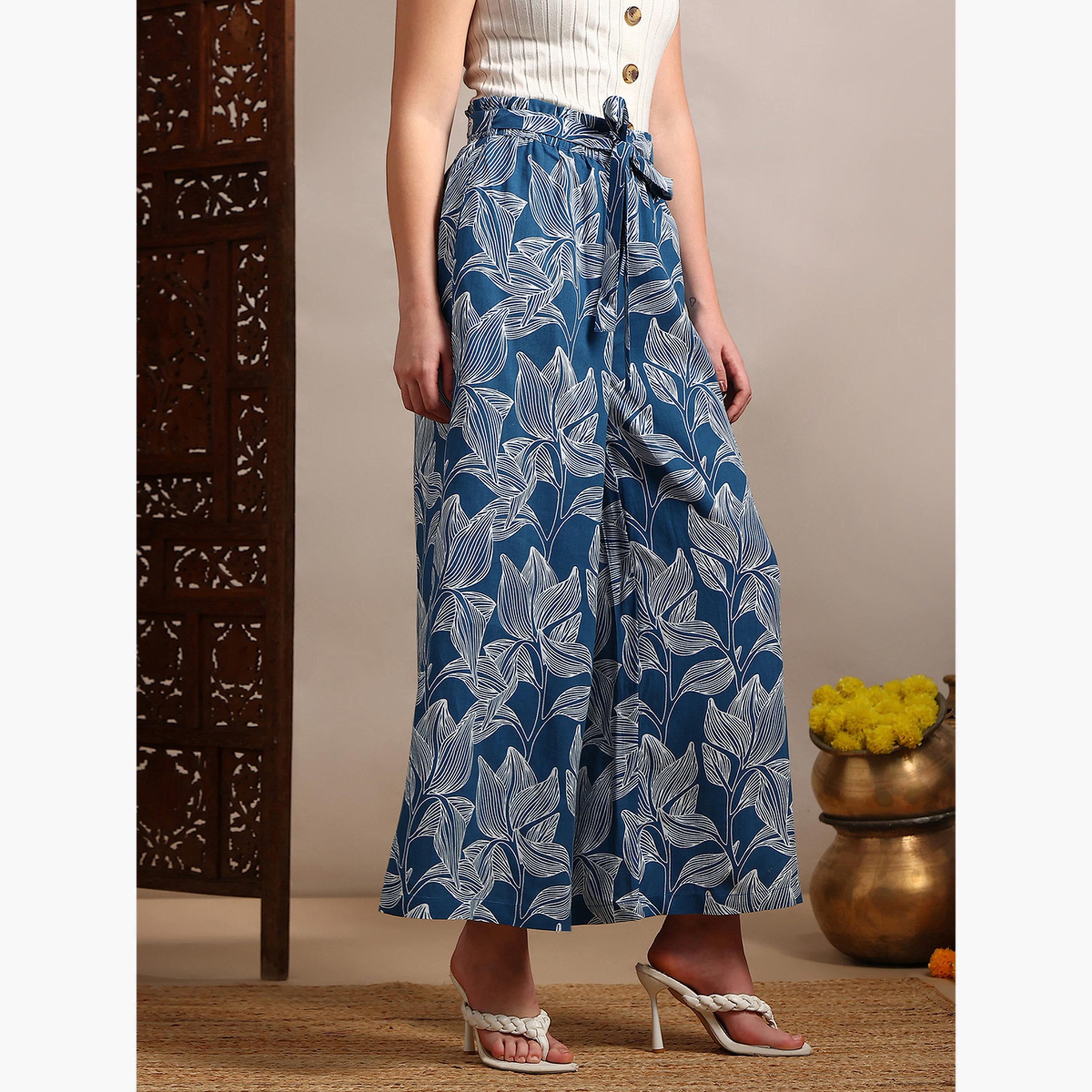 بنطلون بأرجل واسعة وطبعة زهور-women-clothing-bottoms-trousers-image-4