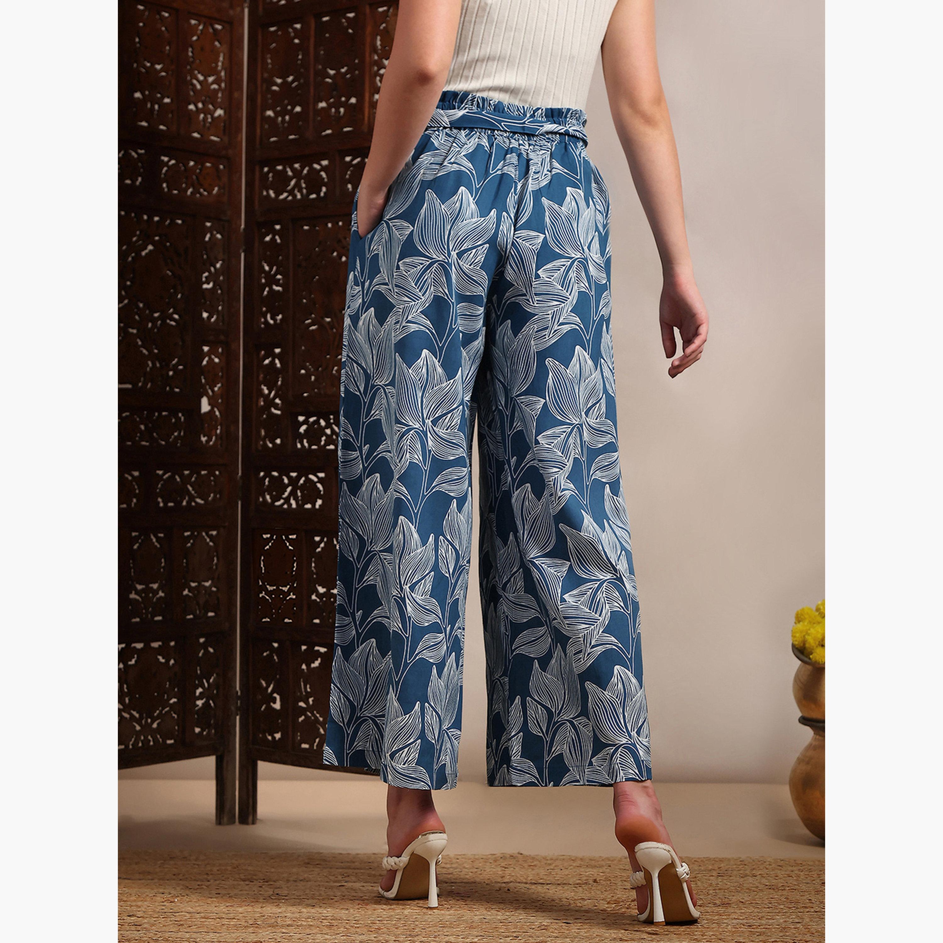 بنطلون بأرجل واسعة وطبعة زهور-women-clothing-bottoms-trousers-image-5