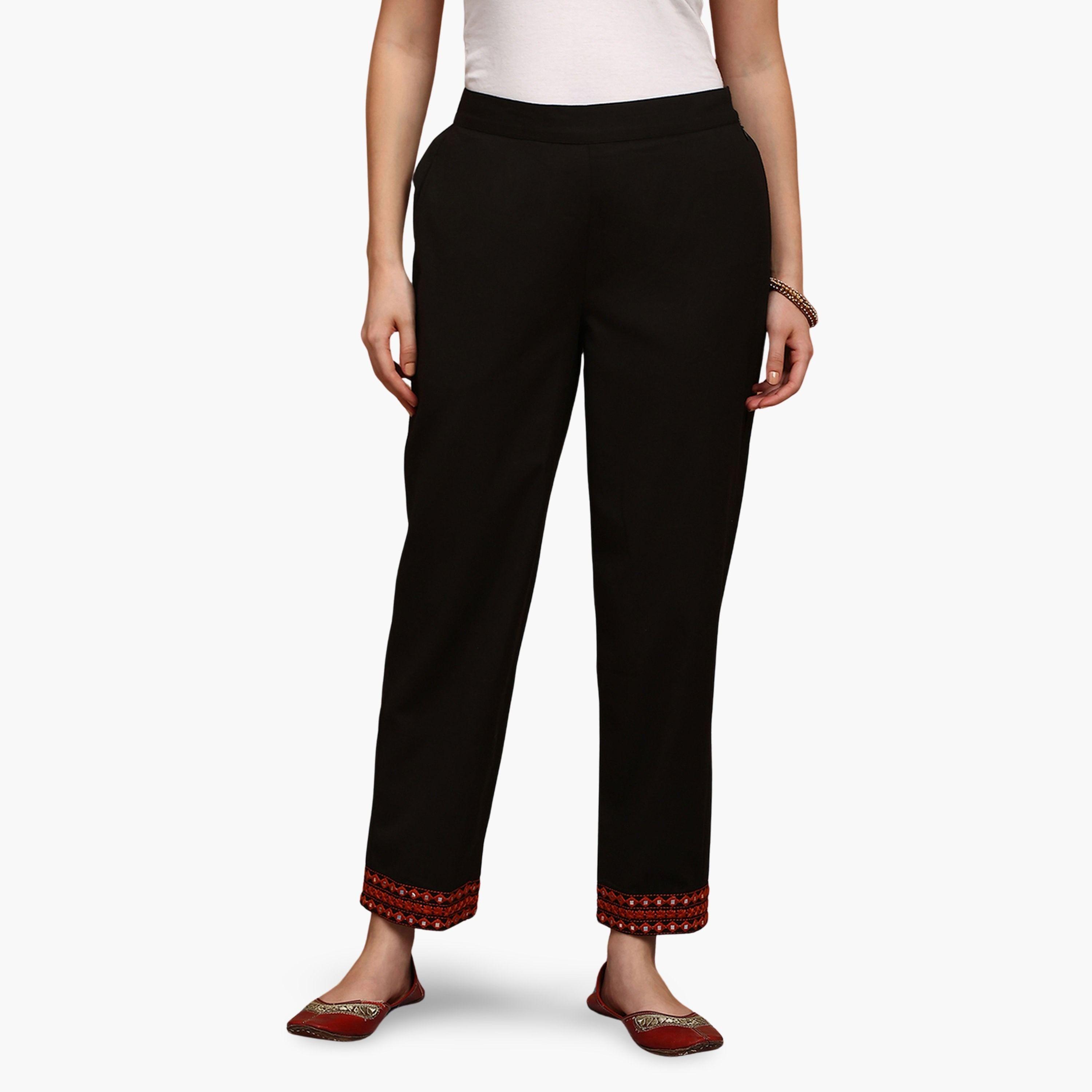 بنطلون بحافة مطرزة-women-clothing-bottoms-trousers-image-1
