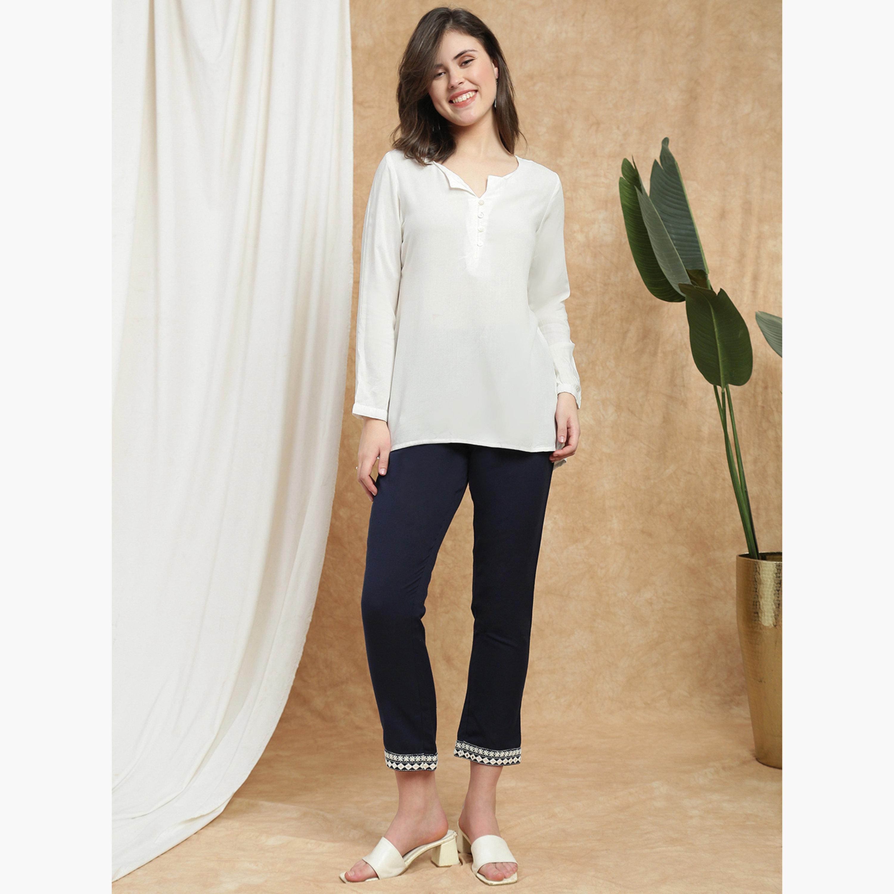بنطلون بحافة مطرزة-women-clothing-bottoms-trousers-image-2