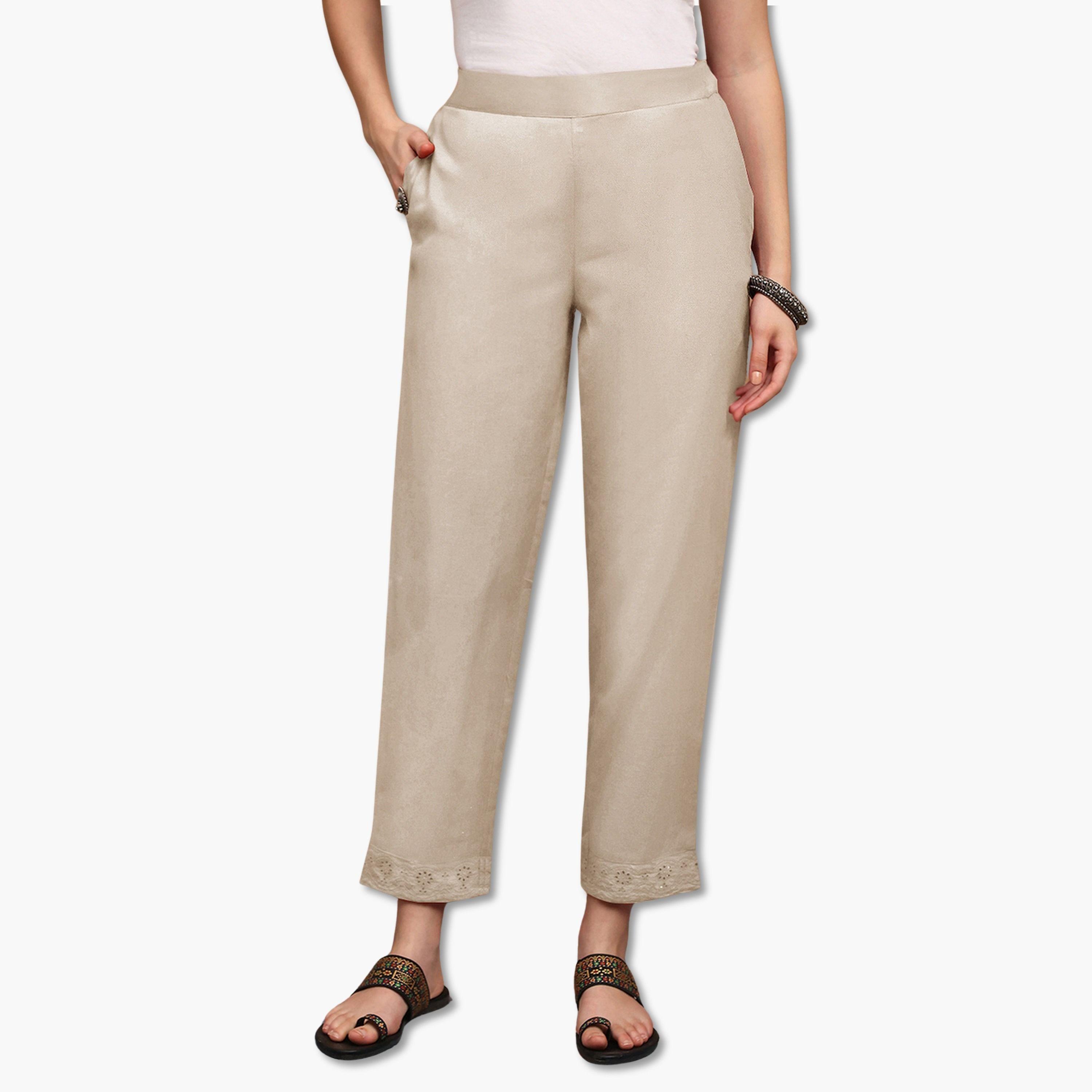 بنطلون كتان بأرجل مستقيمة-women-clothing-bottoms-trousers-image-1