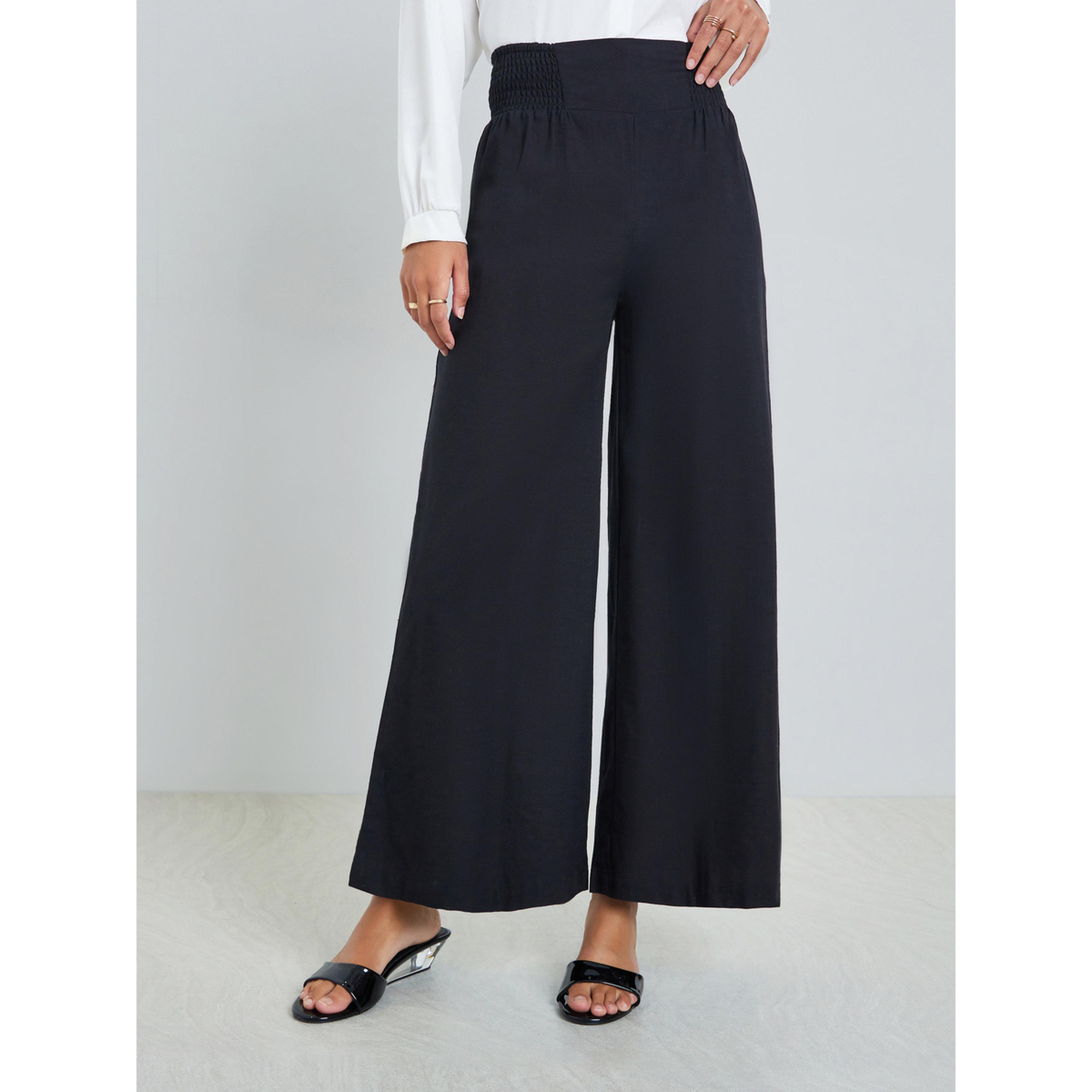 Styli Black Wide Leg Trousers-women-clothing-bottoms-joggers-image-1