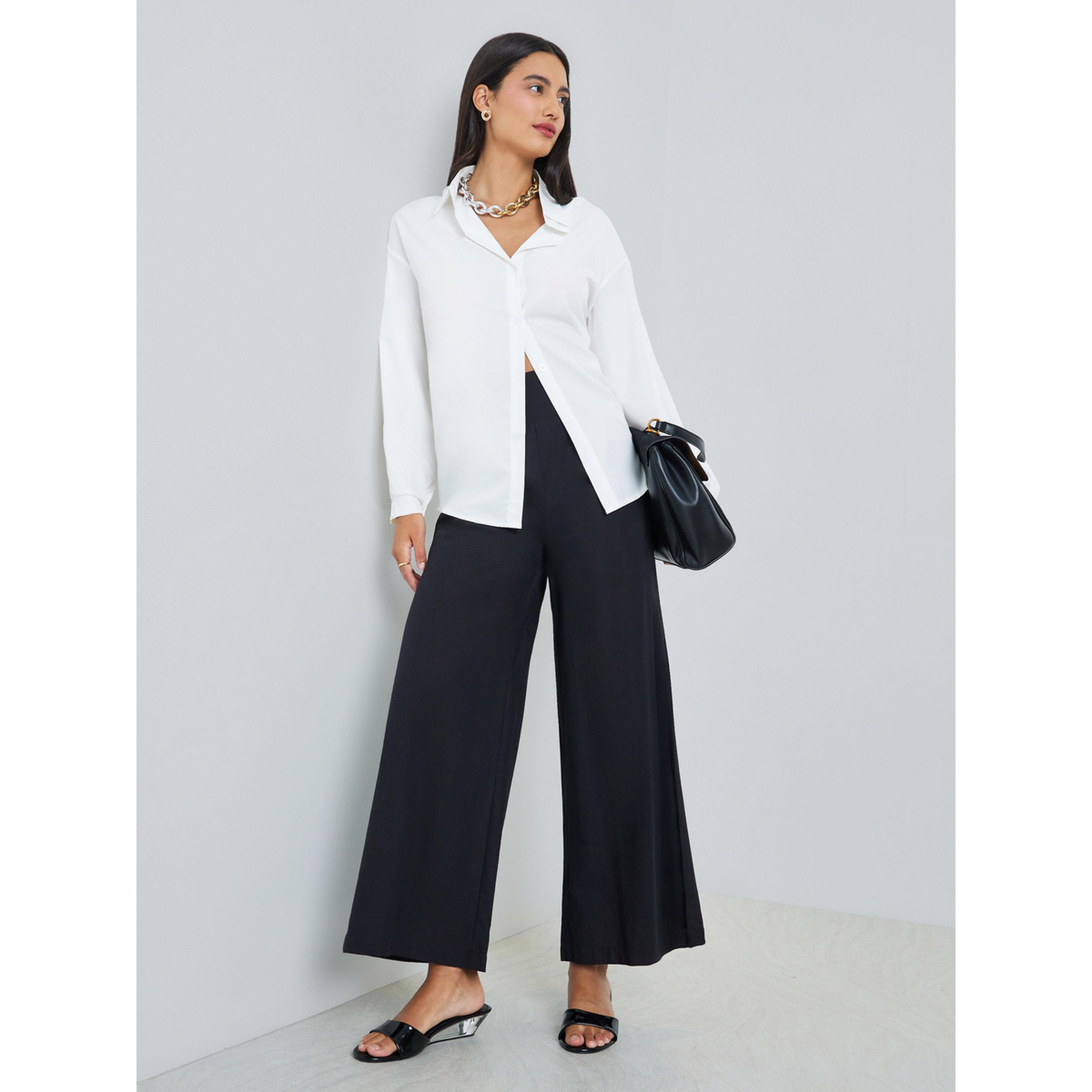 Styli Black Wide Leg Trousers-women-clothing-bottoms-joggers-image-2