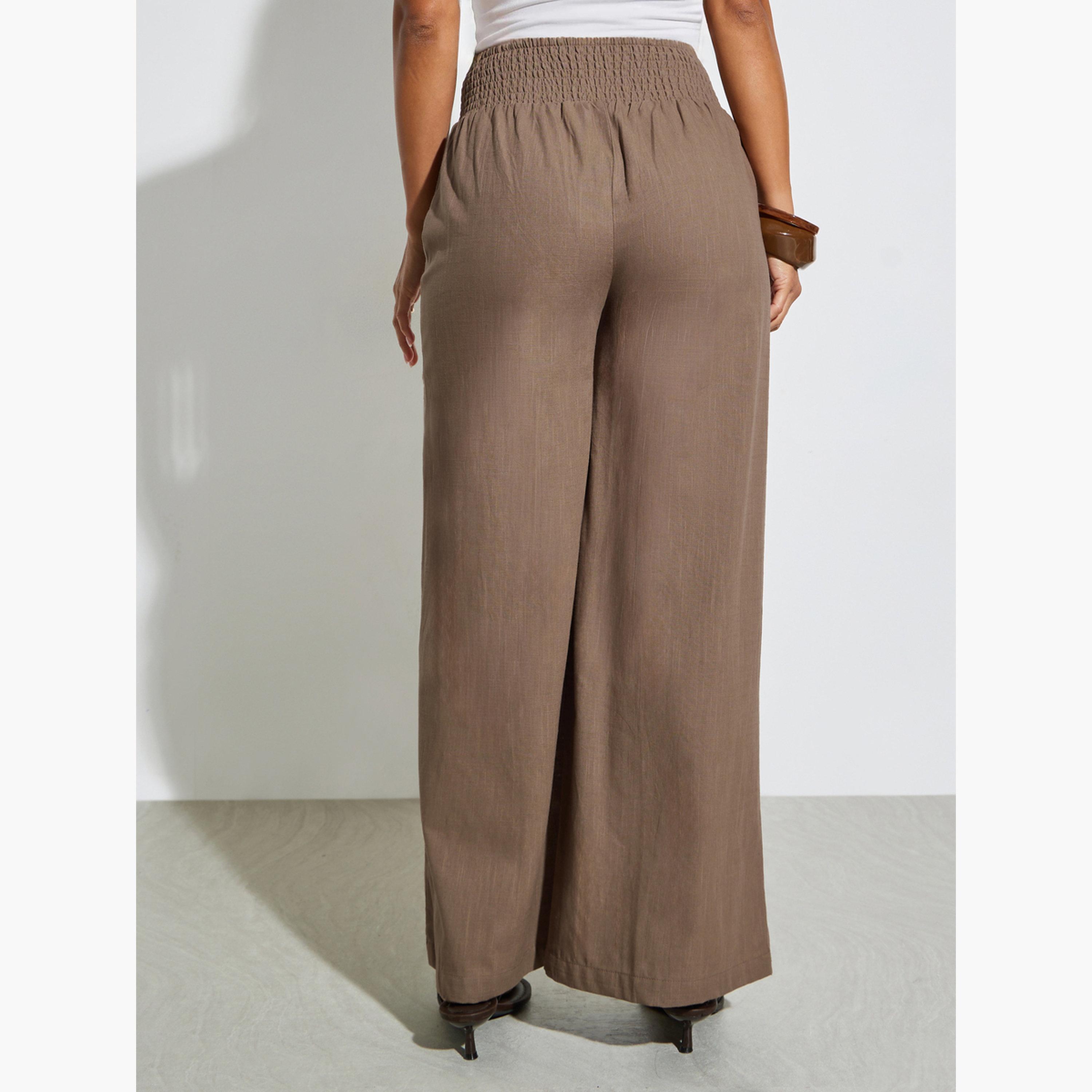 Styli Brown Cotton Wide Leg Trousers-women-clothing-bottoms-joggers-image-4