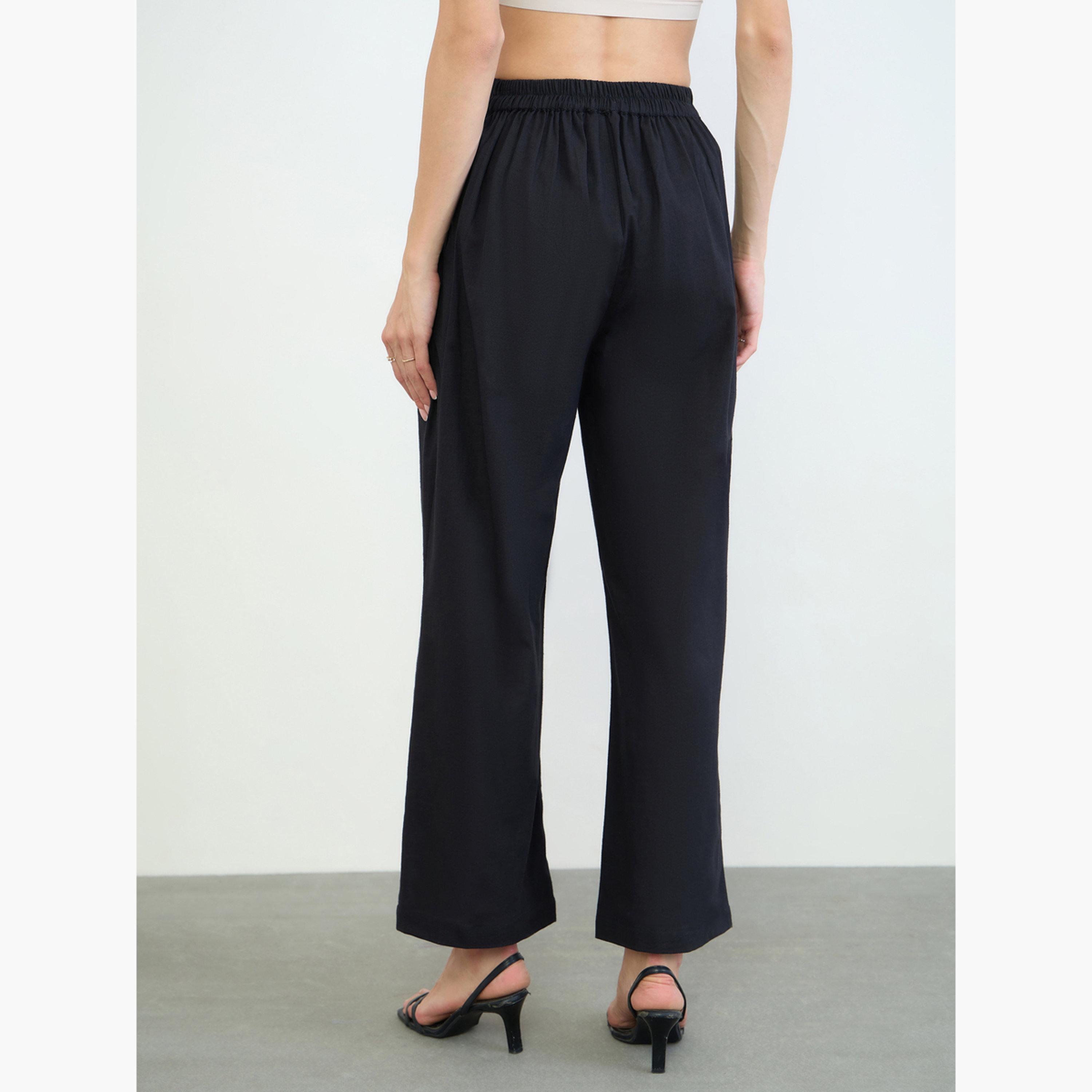 بنطال بأرجل واسعة بكسرات-women-clothing-trousers-image-4