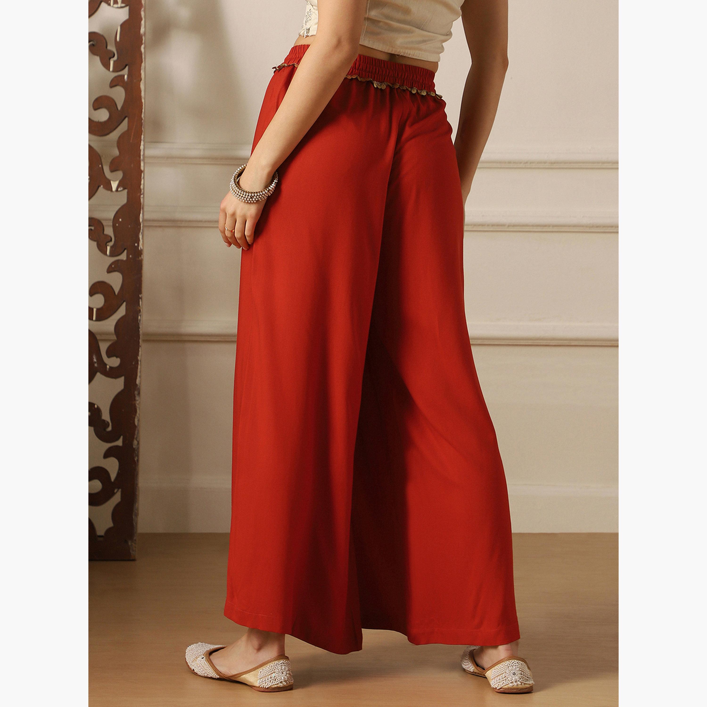 Globus X Styli Women Rust Orange Palazzo Pants-women-clothing-ethnicwear-bottoms-palazzos-image-4